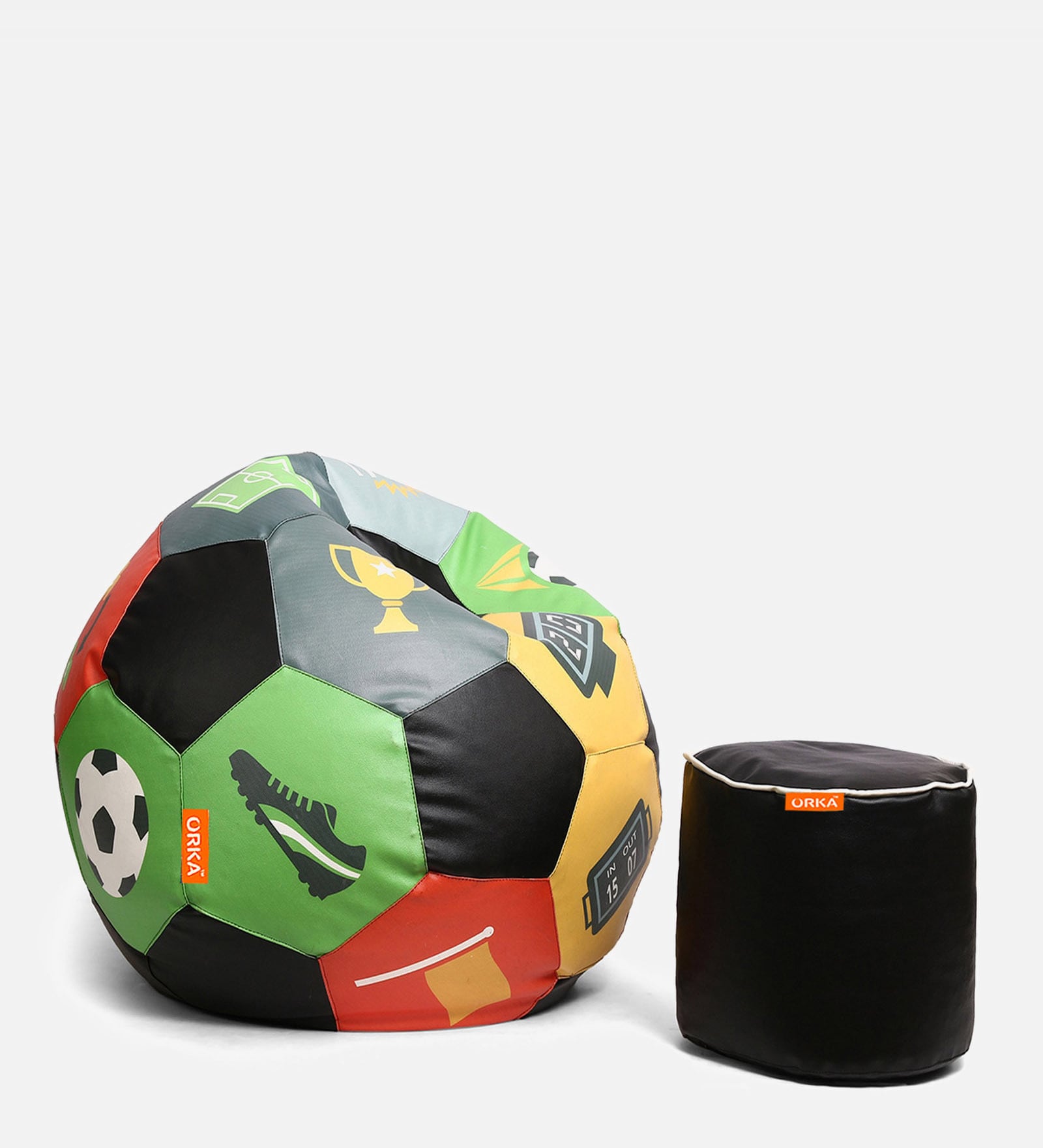 Buy Combo Digital Printed 3XL Foot Ball Bean Bag & Pouffe with Beans in ...