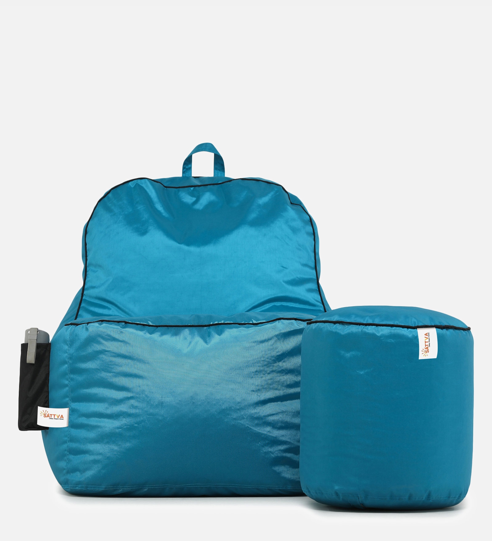 Buy Combo Lounger XXXL All Weather Outdoor Bean Bag & Round Pouffe with