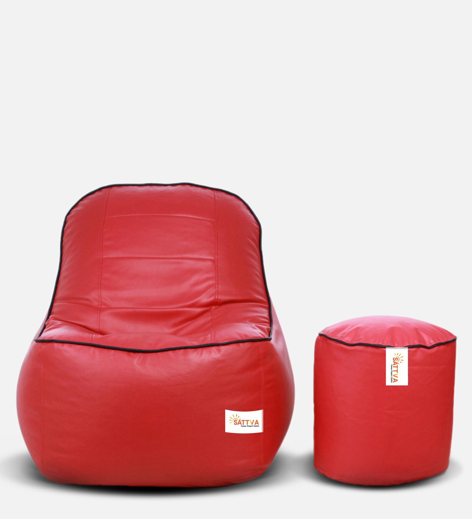 Buy Combo Lounger XXXL Bean Bag & Round Pouffe with Beans in Pink