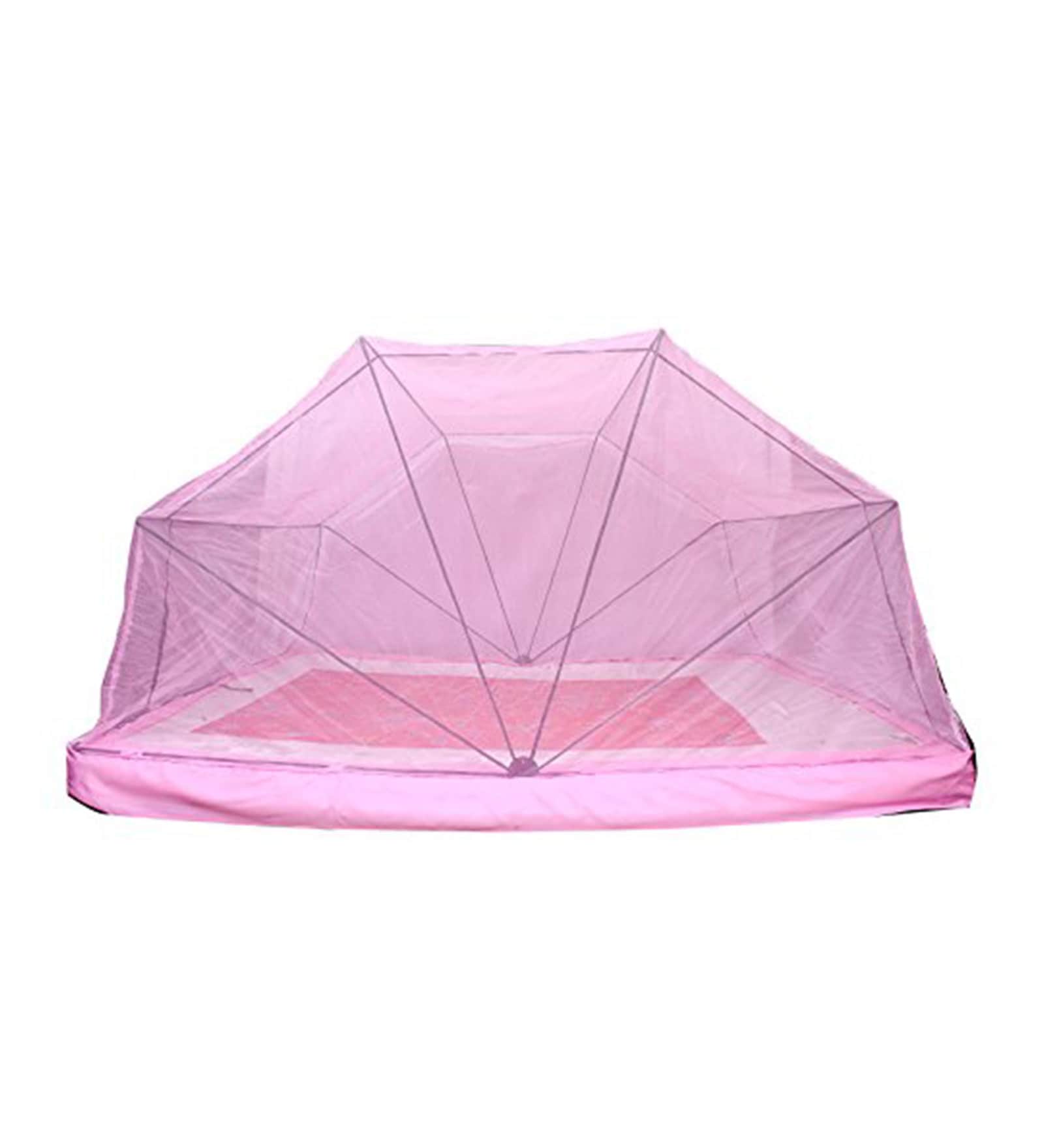 Comfort 75 Inch Queen Size Bed Pink Polycotton Foldable Mosquito Net