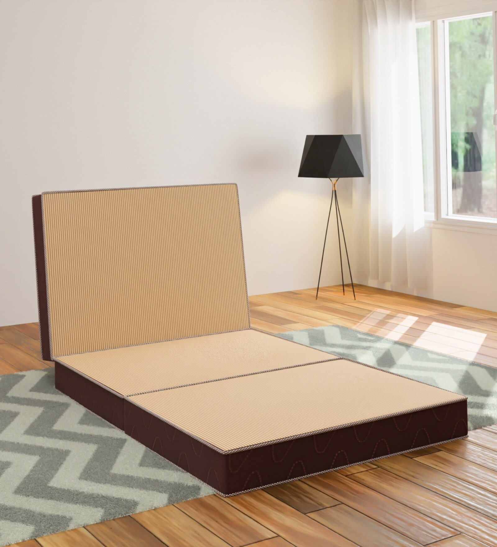 Cezt 4 Inch Foam (72x48) In Beige Colour Queen Folding Mattress