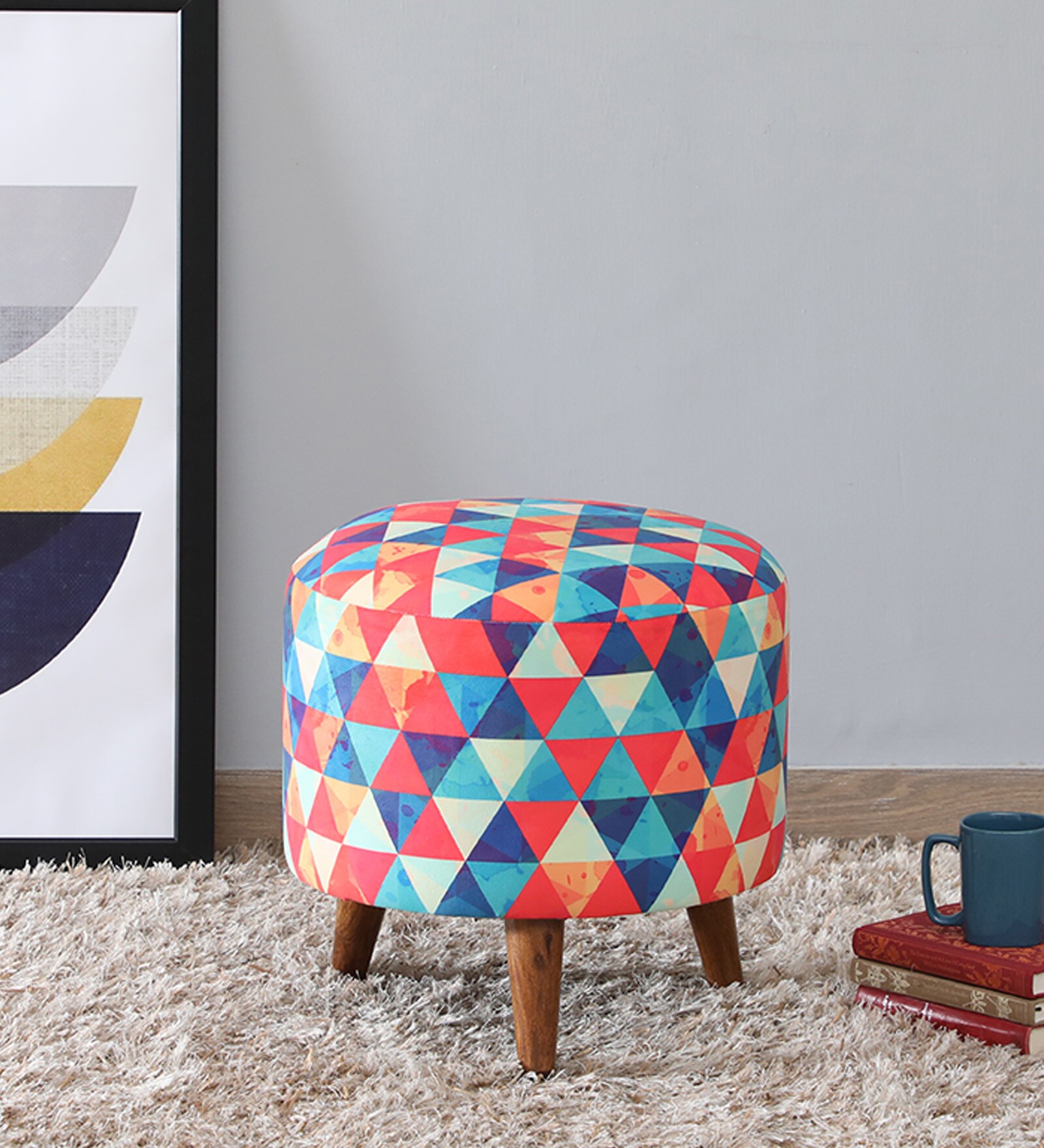 Comfy Fabric Seating Stool In Multicolour