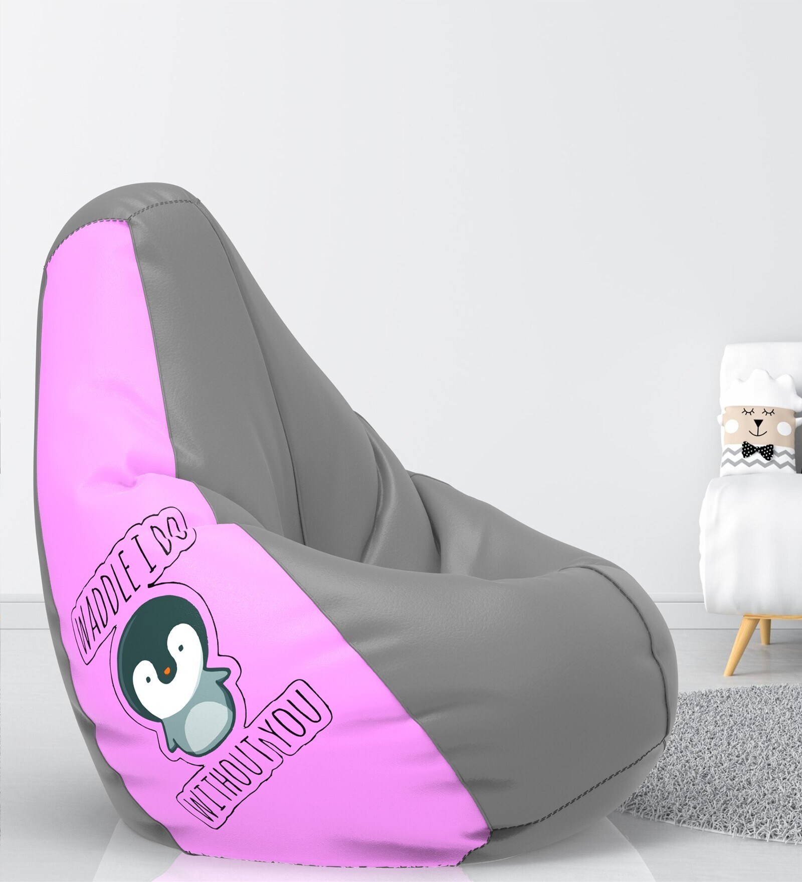 Print-a-Bean 4XL Bean Bag with Beans In Pink & Grey