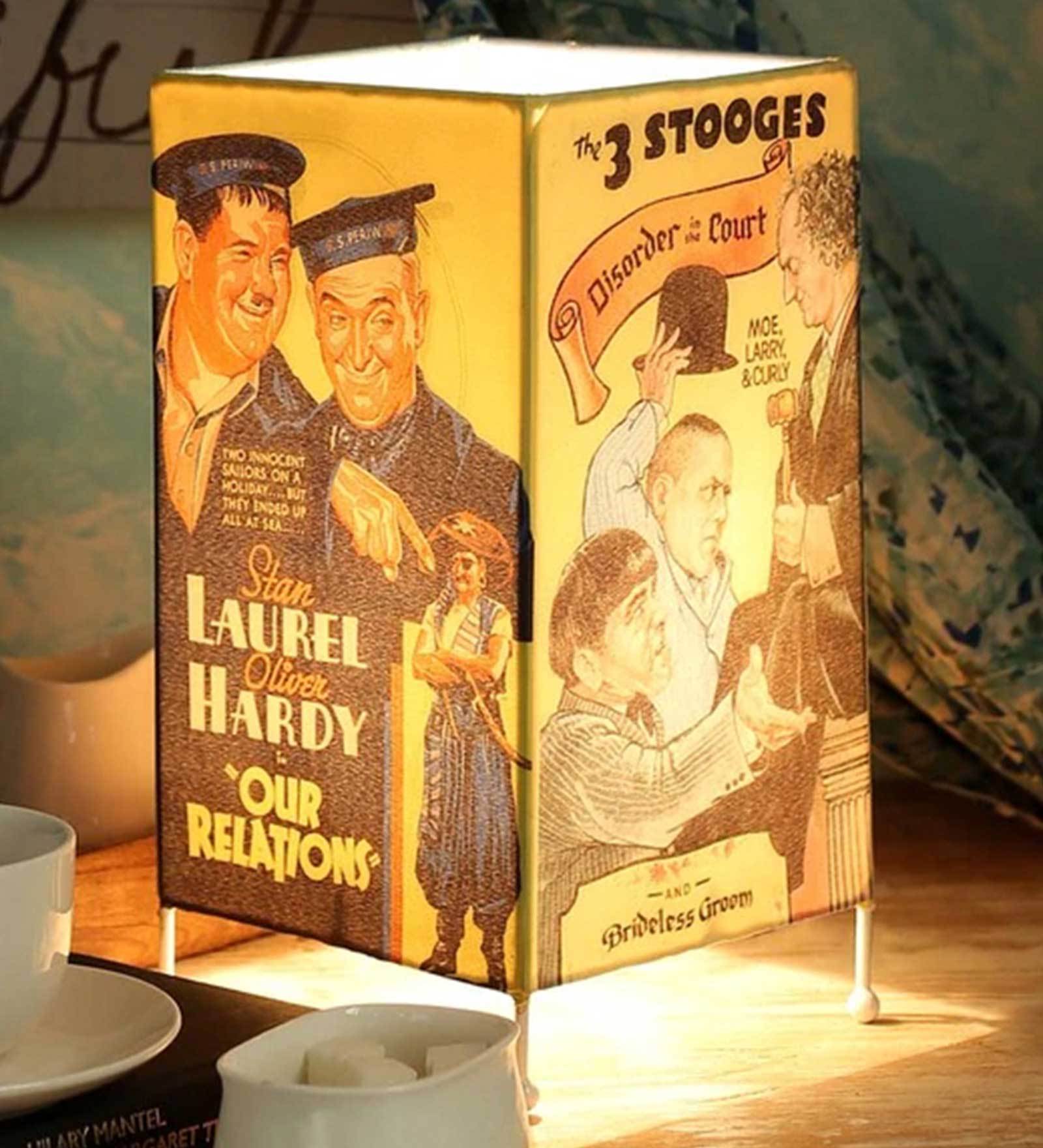 Comic Table Multicolor Satin Shade Table Lamp With Silver Base