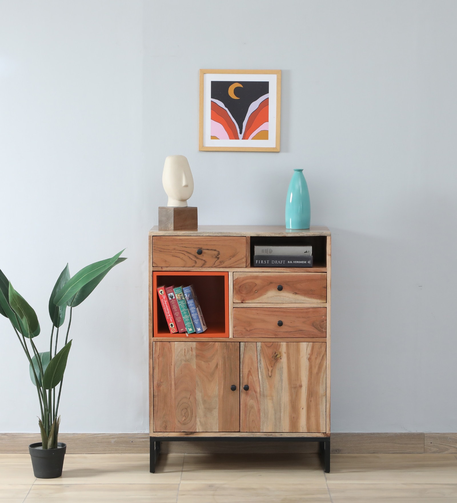Commodore Acacia Wood Sideboard In Natural Finish With 3 Darwers