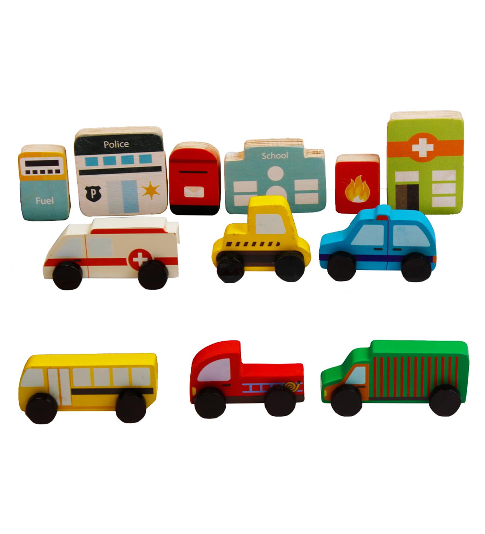 Buy Community Vehicles & Buildings - Set Of 12 Pieces By Little Jamun ...