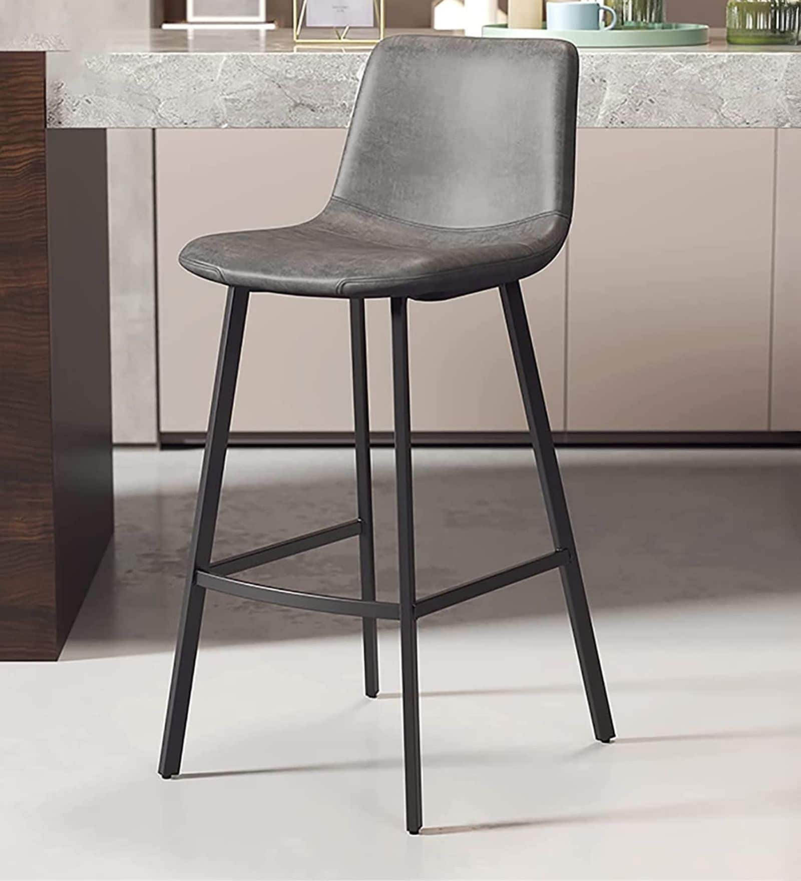 Compact Bar Stool In Grey Color
