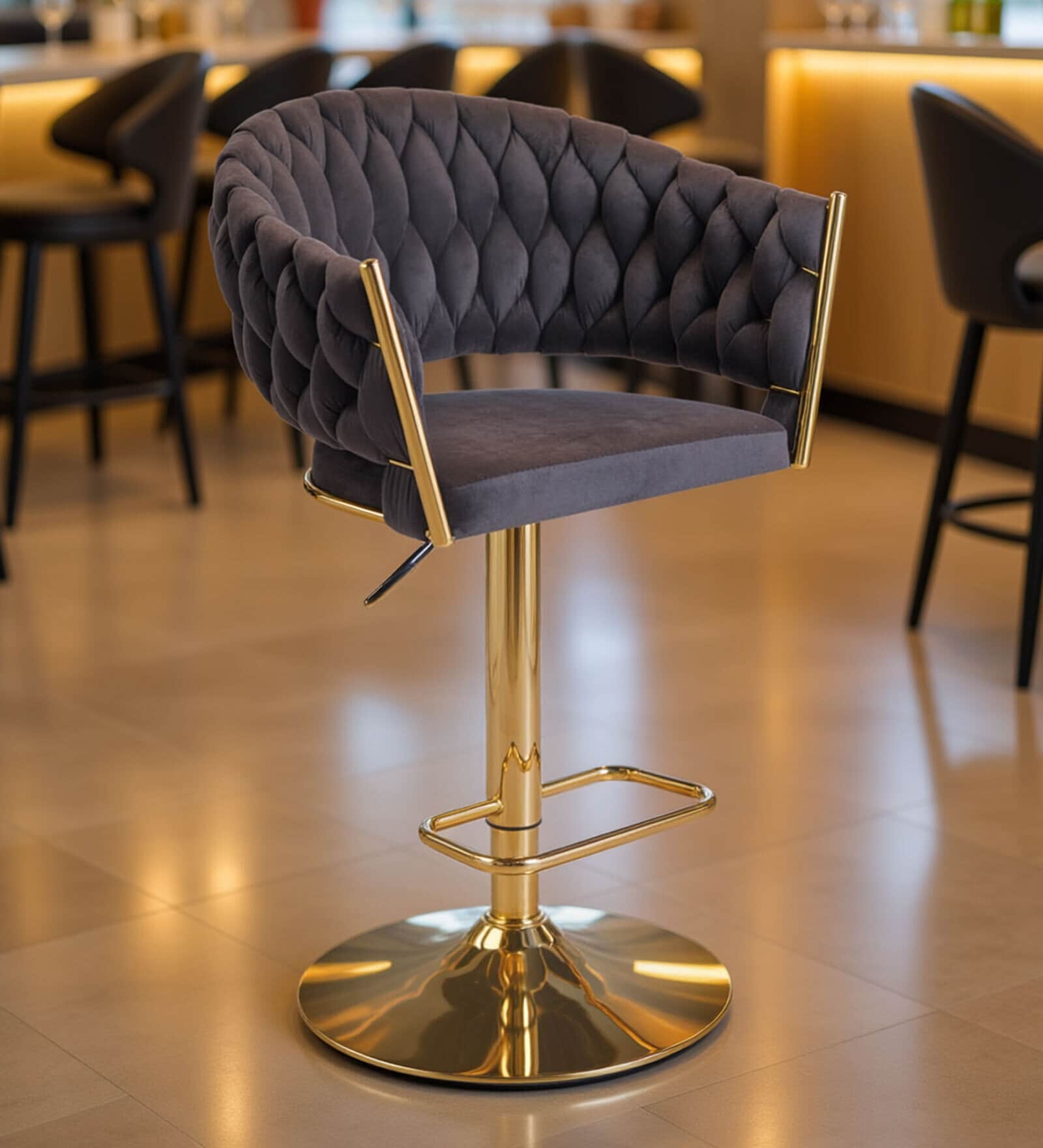 Lunar Rotatable Bar Stool In Grey Color