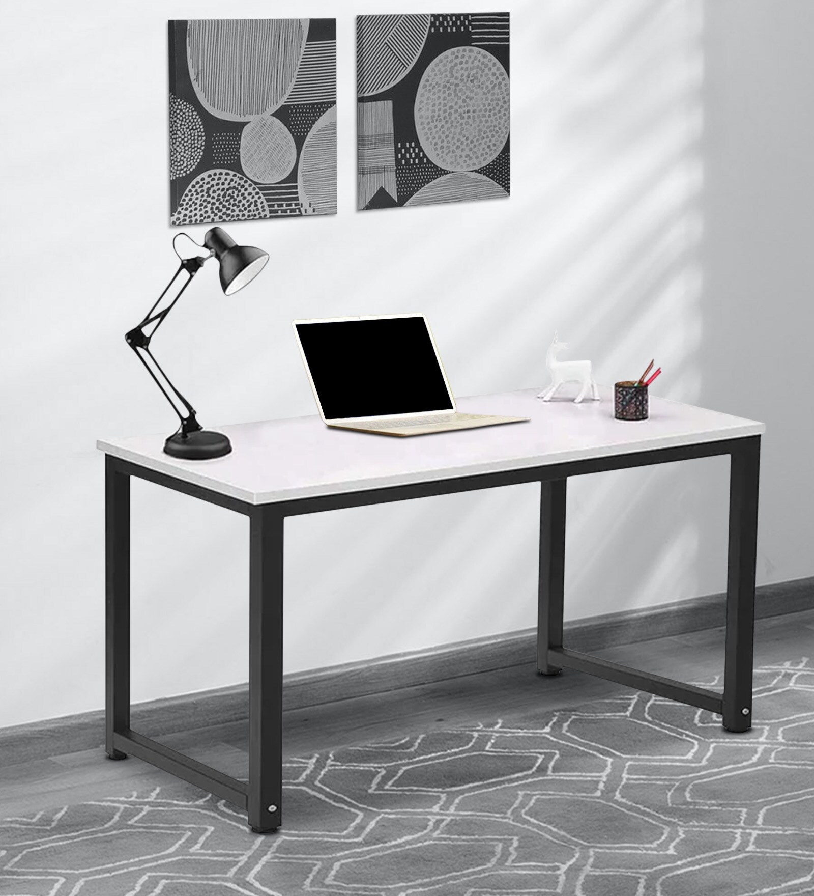 Computer Table In White Finish