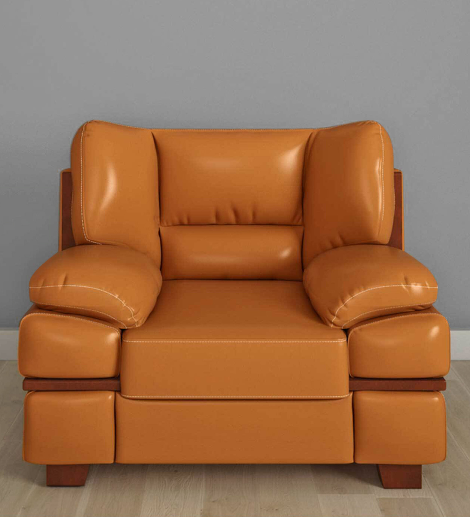 Conforto Leatherette 1 Seater Sofa in Tan Brown Colour Conforto Leatherette 1 Seater Sofa in Tan Brown Colour