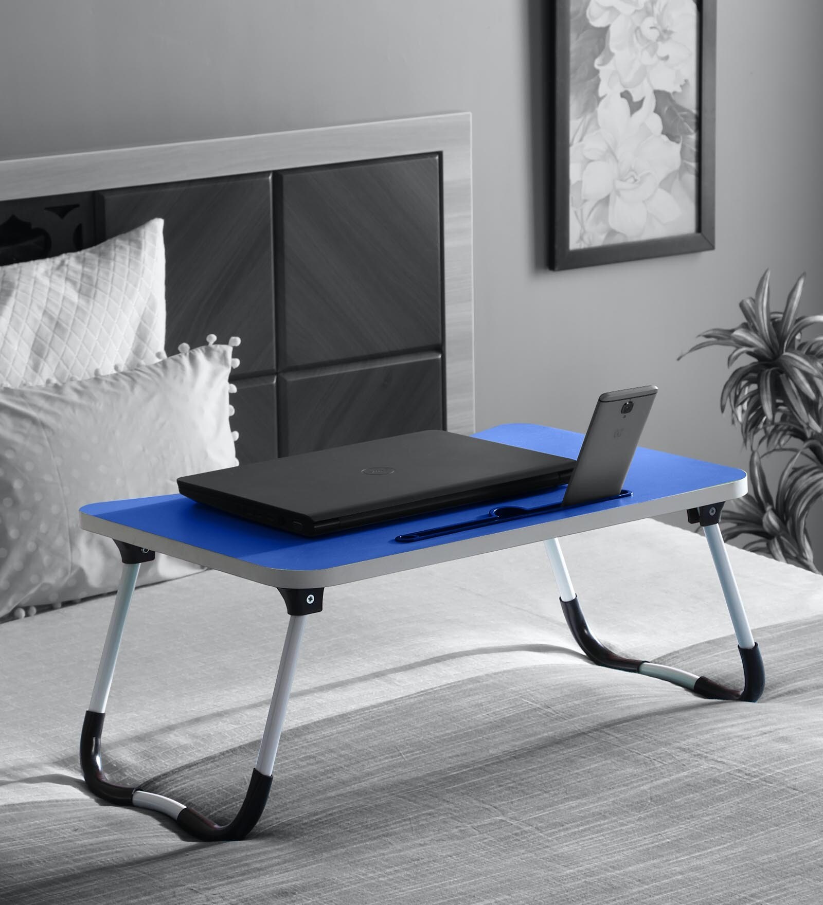 Buy Conrad Portable Laptop Table in Blue Colour by Modular Tech