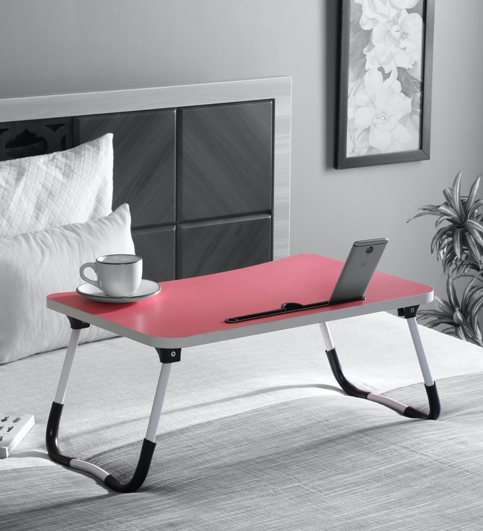 Buy Conrad Portable Laptop Table in Pink Colour by Modular Tech