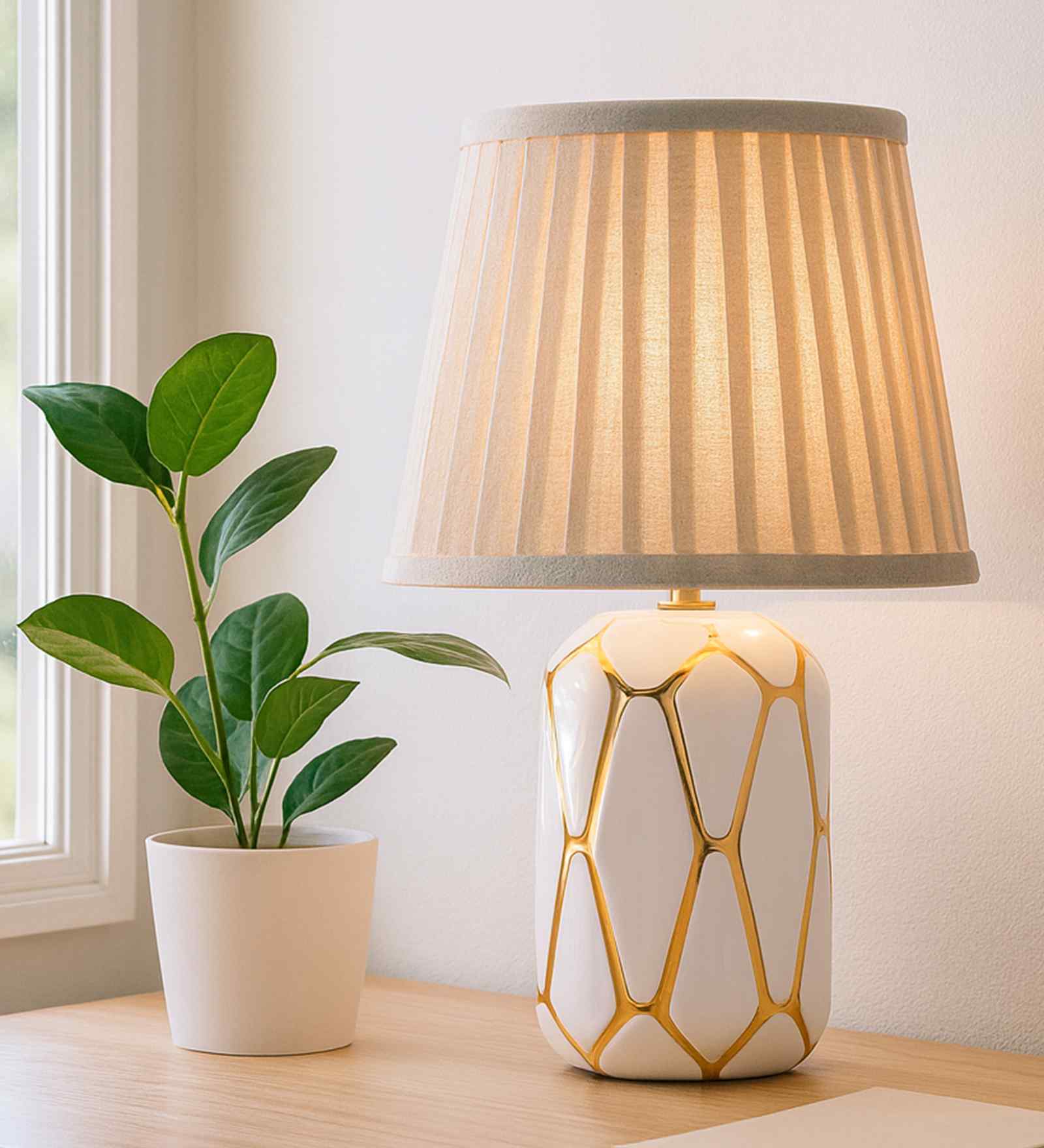 Contemporary Ceramic Base Bedside Table Lamp