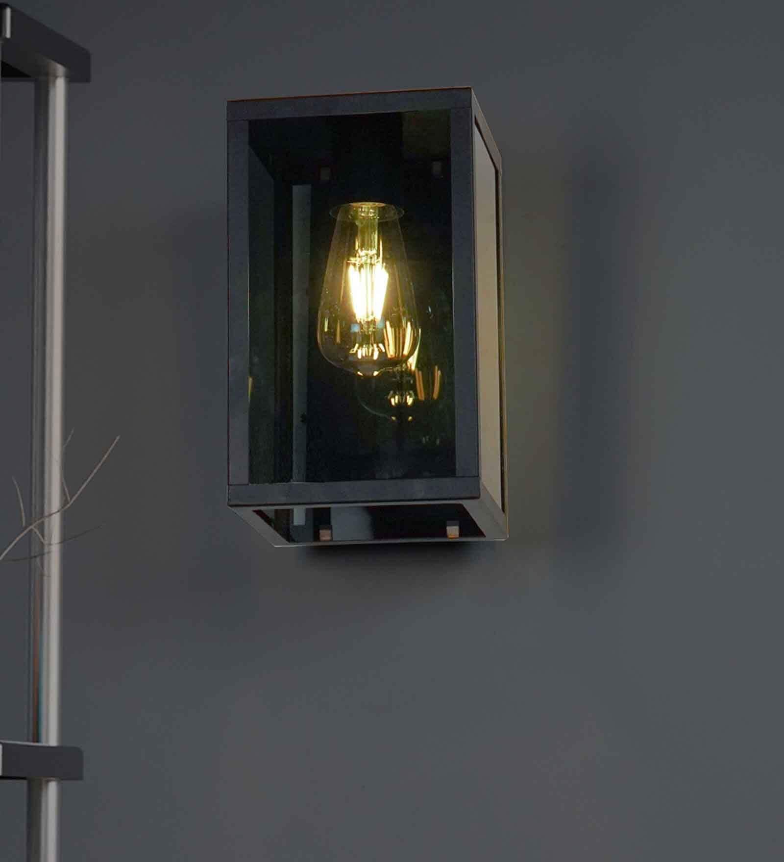 Contemporary Cuboid Black Glass Wall Light