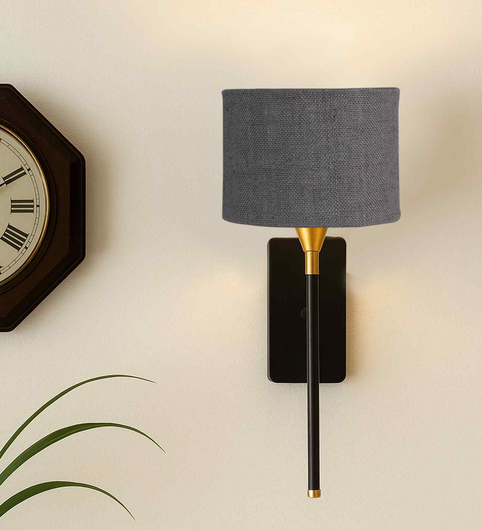 Contemporary Round Drum Shade Wall Lamp (7 ) Durable Metal Bracket-Grey Jute Contemporary Round Drum Shade Wall Lamp (7 ) Durable Metal Bracket-Grey Jute