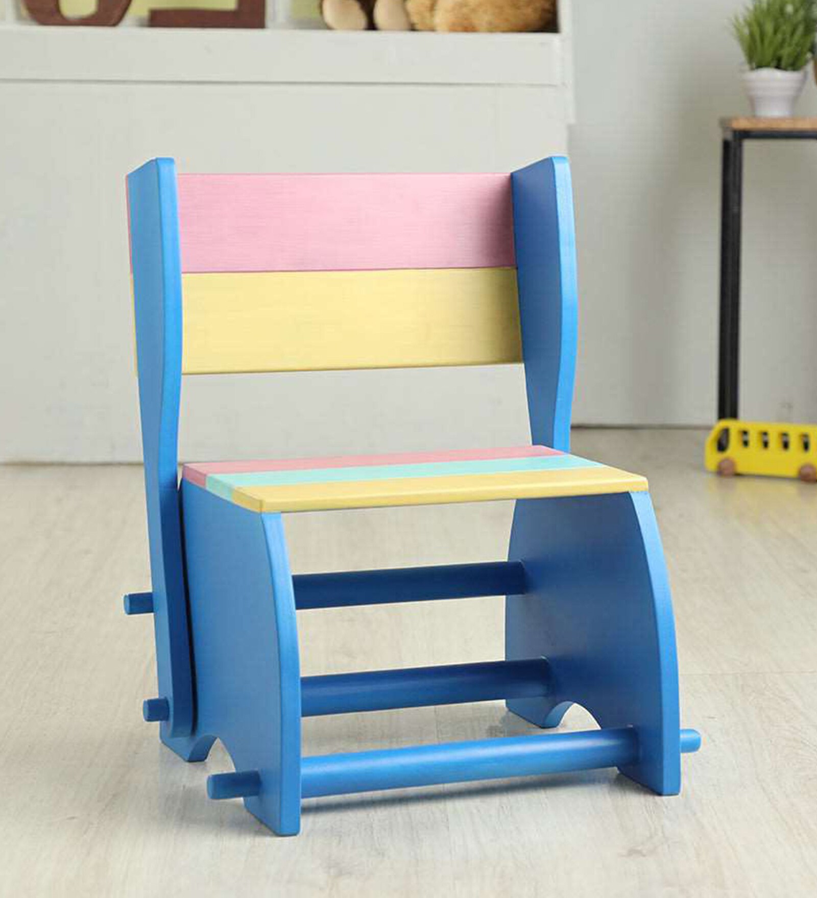 Convertible Solid Wood Infant Chair in Blue Finish
