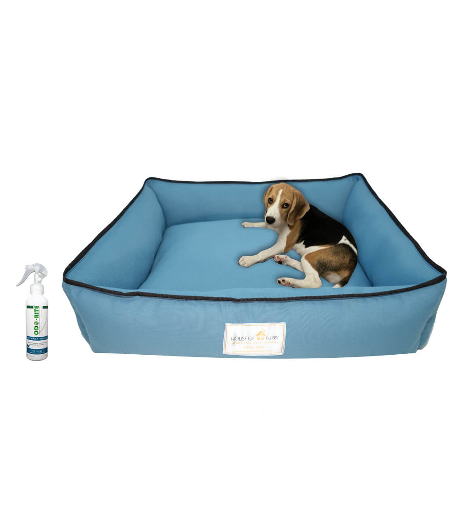 Buy Cooper Small Blue & Black Fabric Bolstered Pet Bed Online Dog