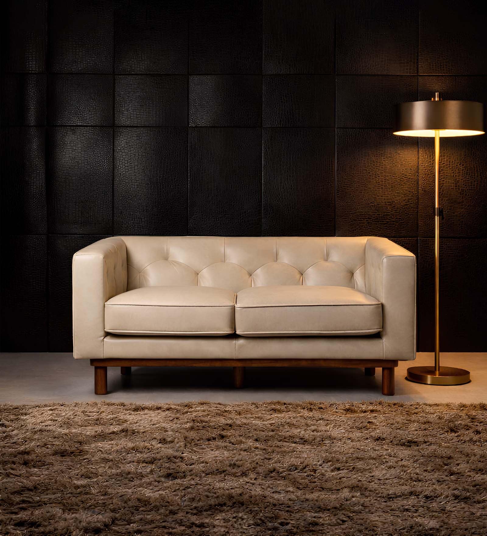 Copenhagen Leatherette 2 Seater Sofa in Beige Color