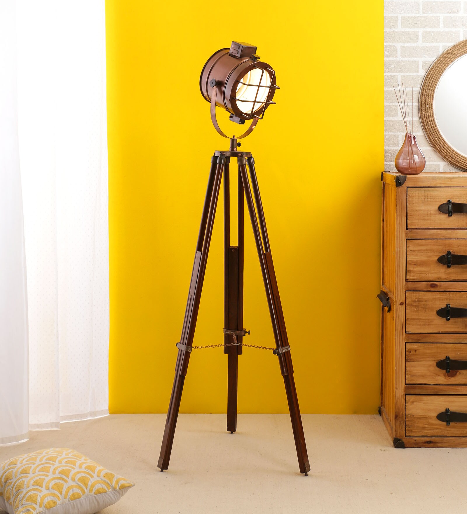 Copper Aluminium Floor Tripod Lamp