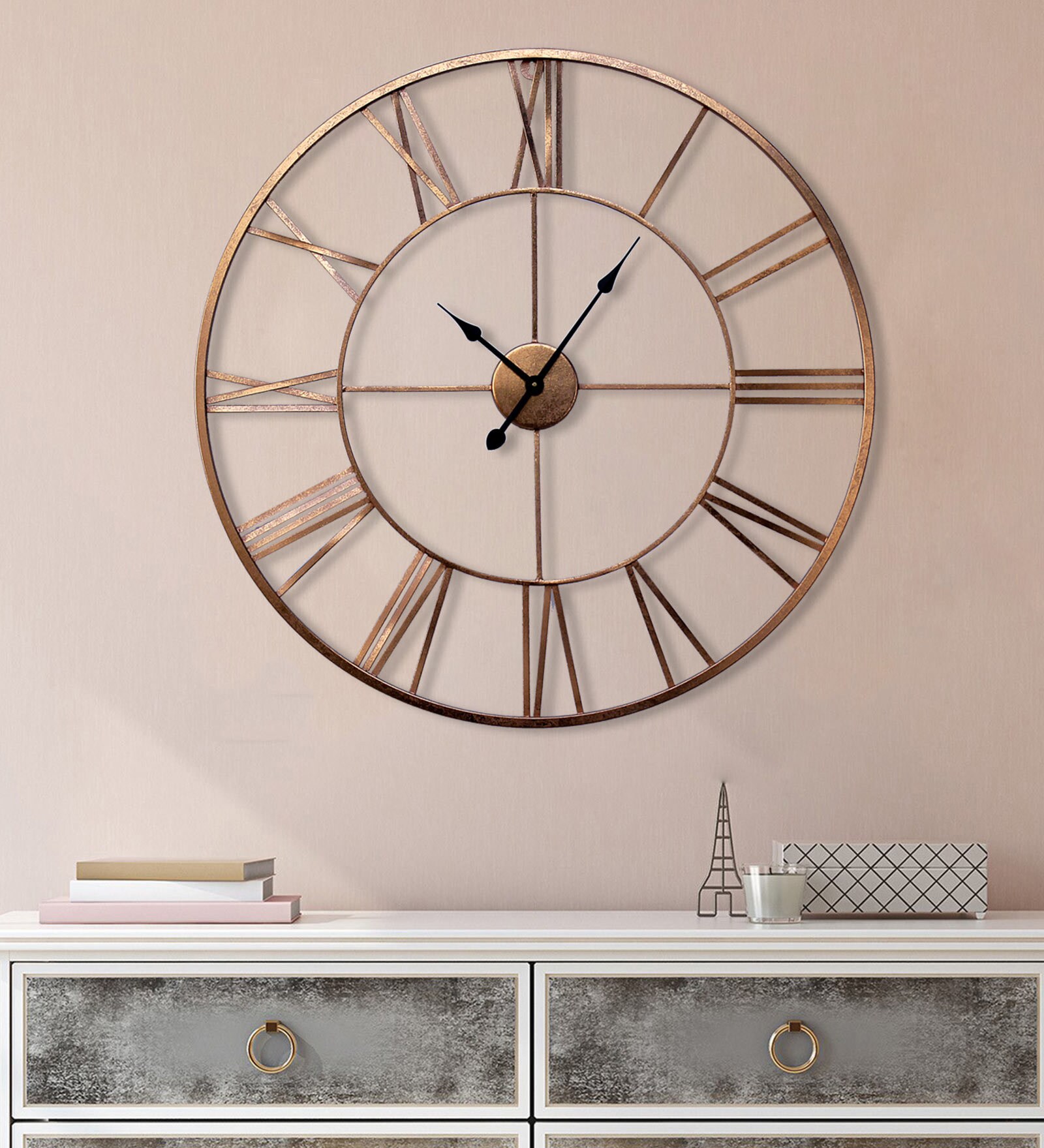 Buy Copper Metal Analog Wall Clock by Craftter Online - Vintage Wall ...