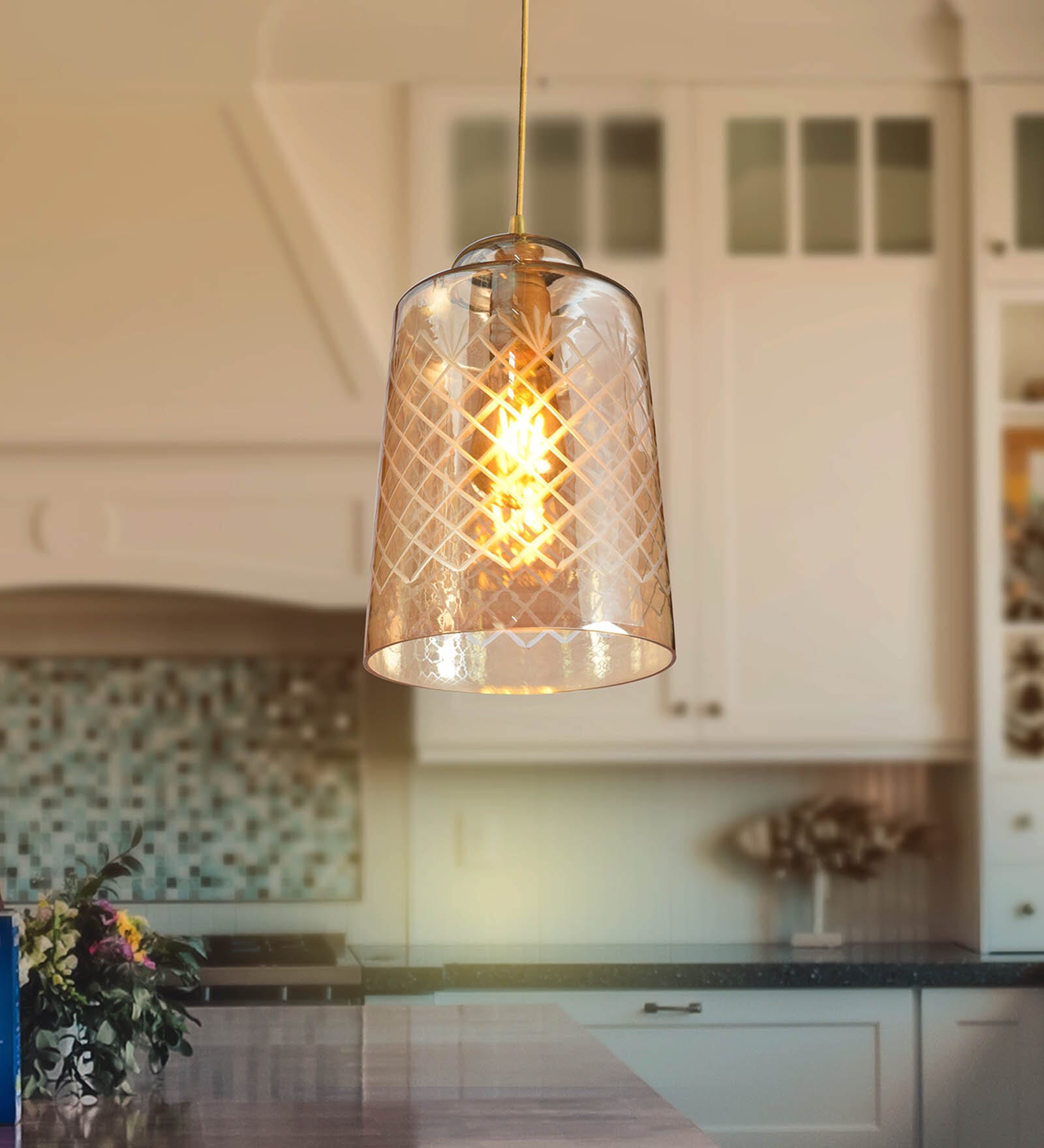 Midwest Copper Glass Hanging Light