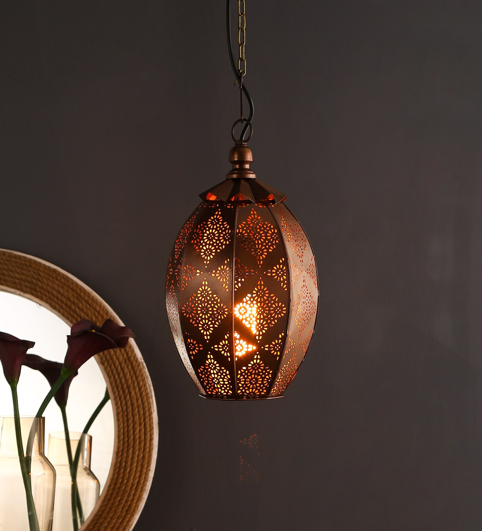 Copper Metal Hanging Light