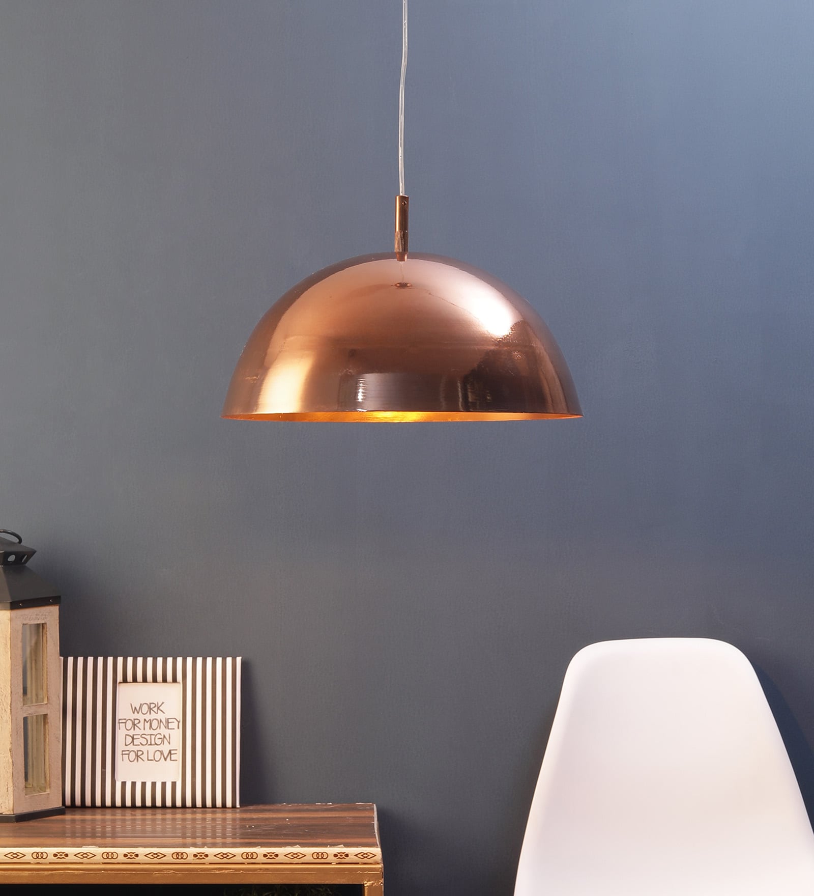 Buy Copper Metal Single Hanging Light by Eliante by Jainsons Lights