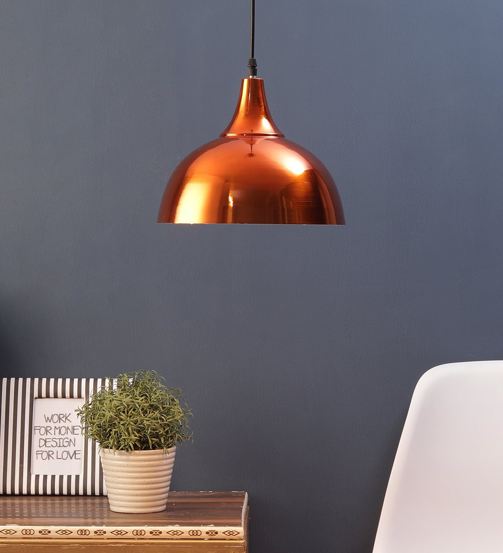 Copper Metal Single Hanging Light