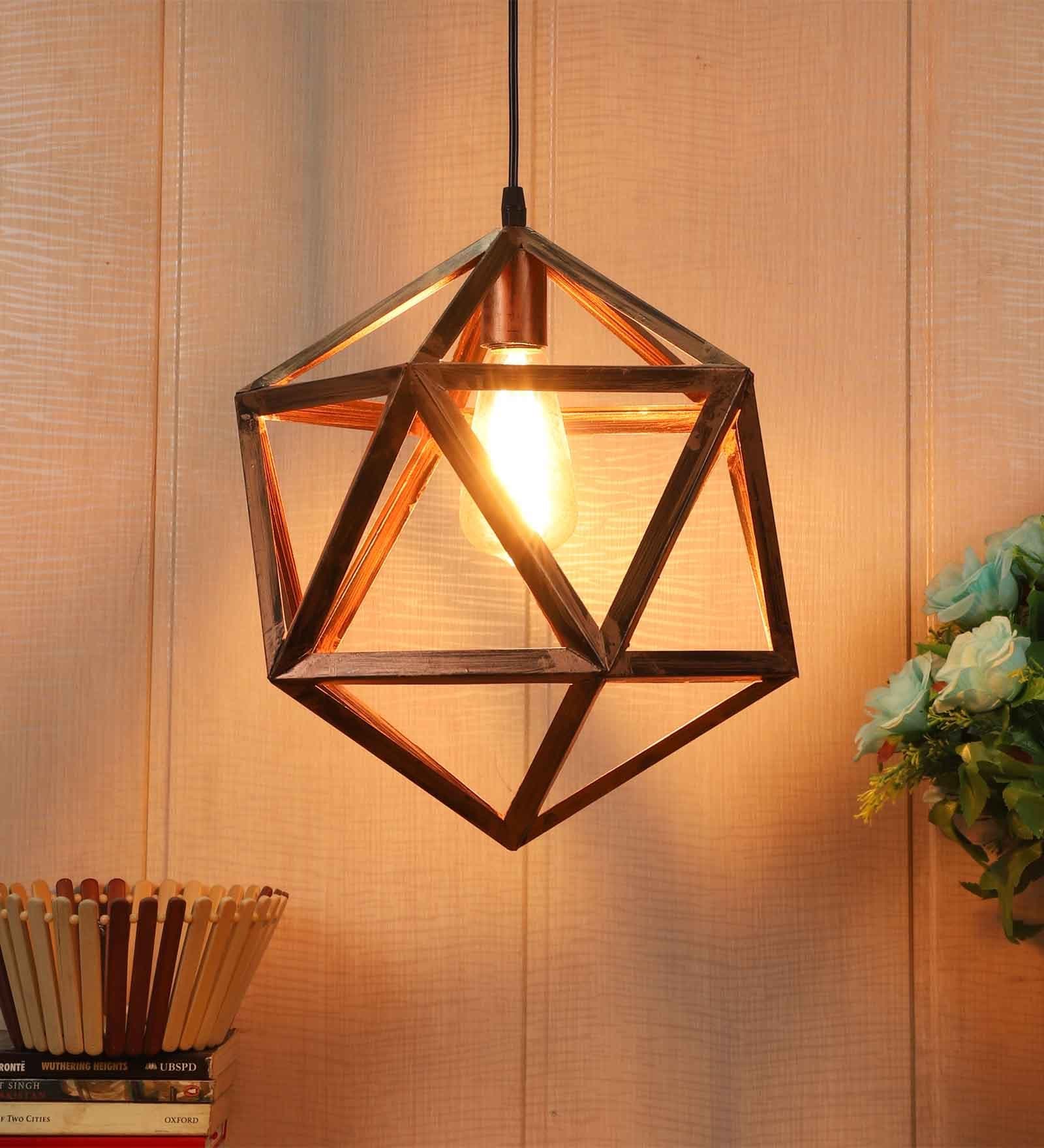 Inverted Copper Metal Hanging Light