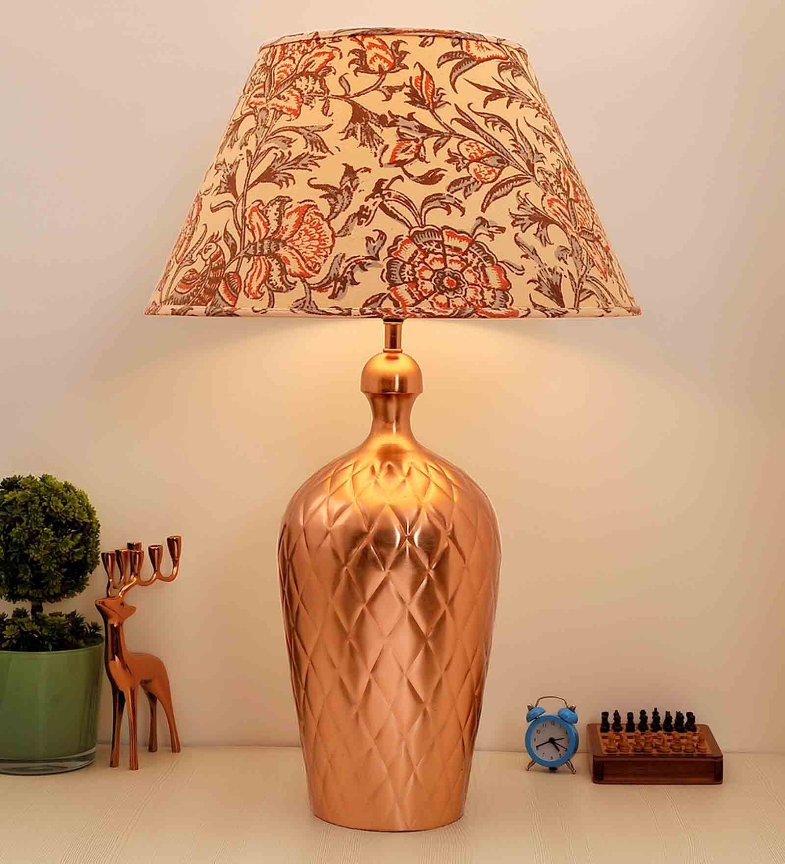 Buy Copper Petal Big size Customized Cottan Fabric Shade Table Lamp ...