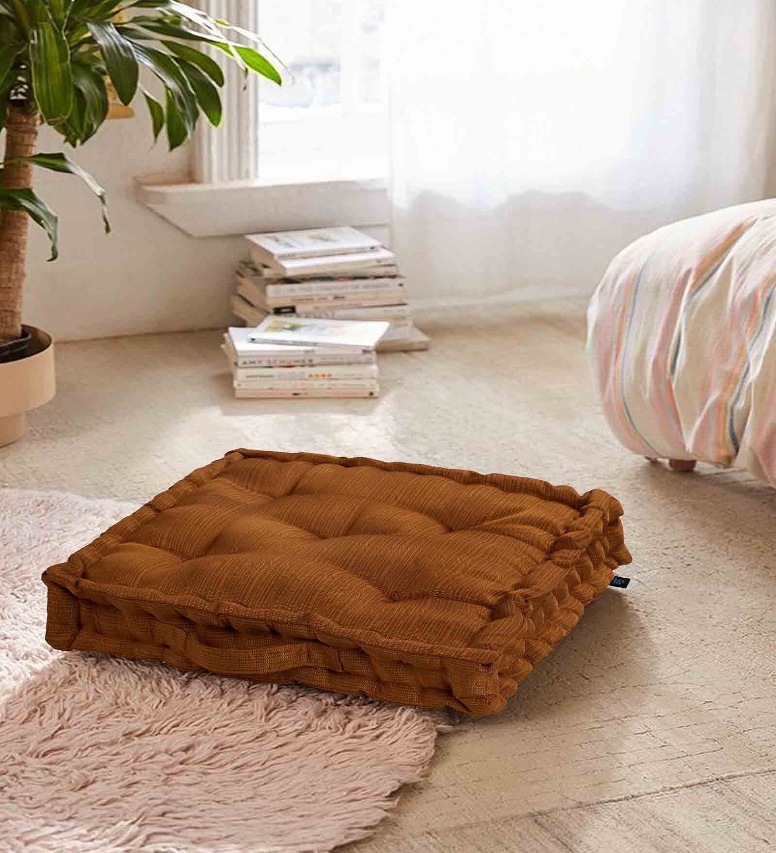 Copper Solid Polyester 20x20 Inches Floor Cushion