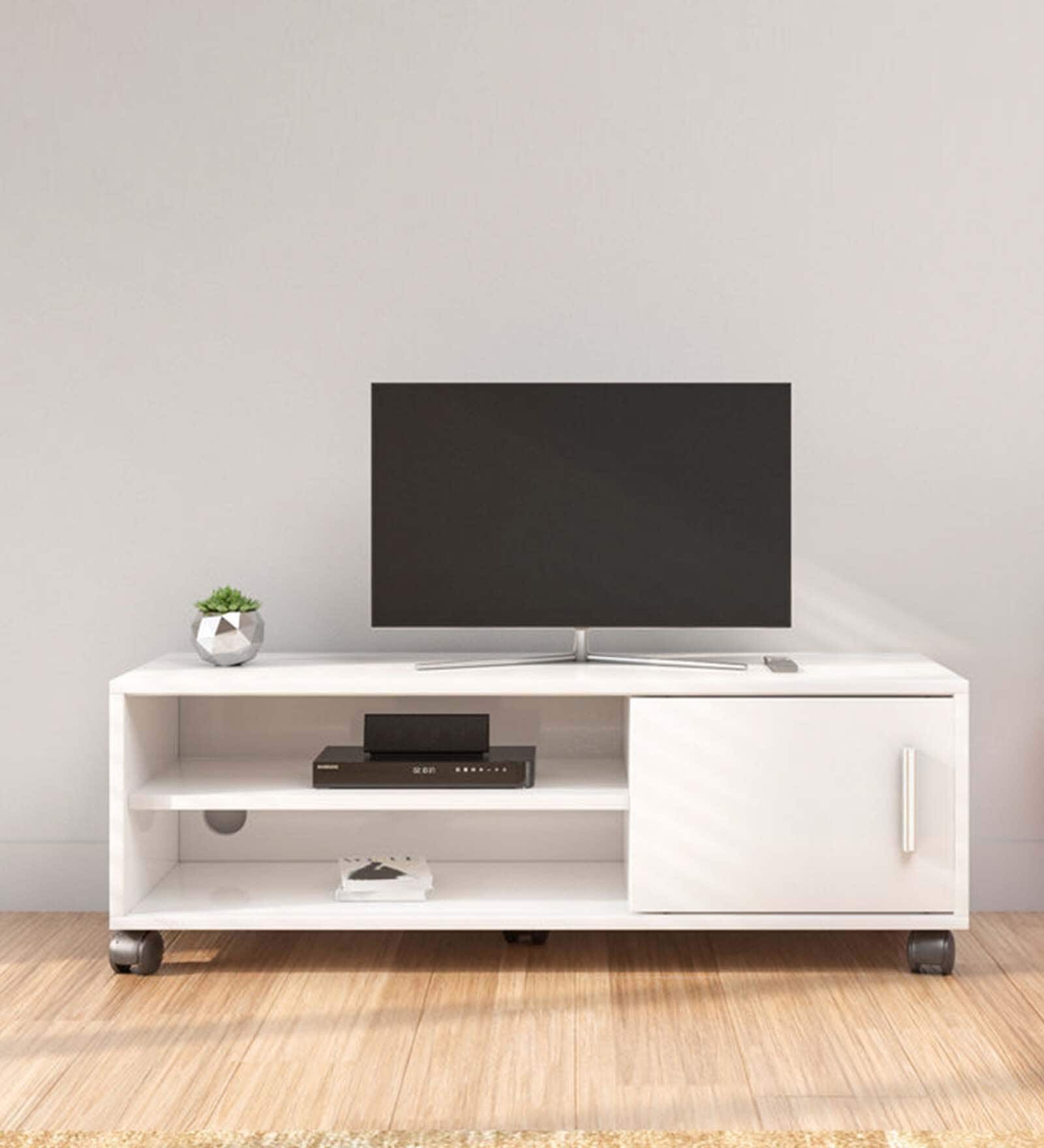 Cora TV Console In Frosty White Finish