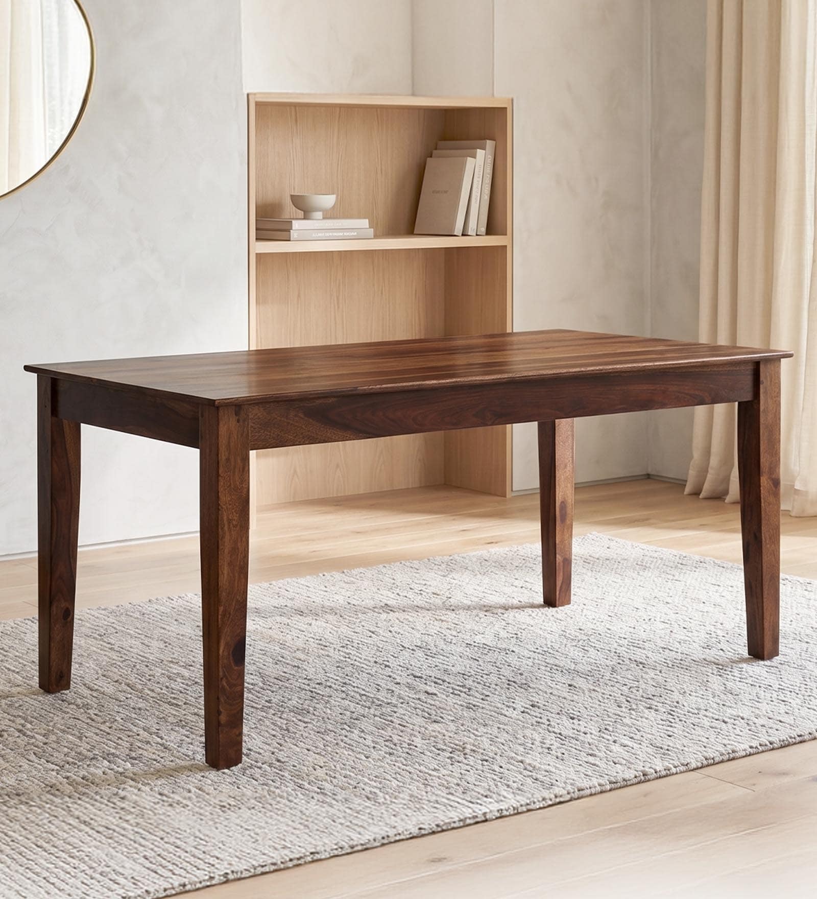 Coral Cane 6 Seater Dining Table In Sheesham Wood Finish