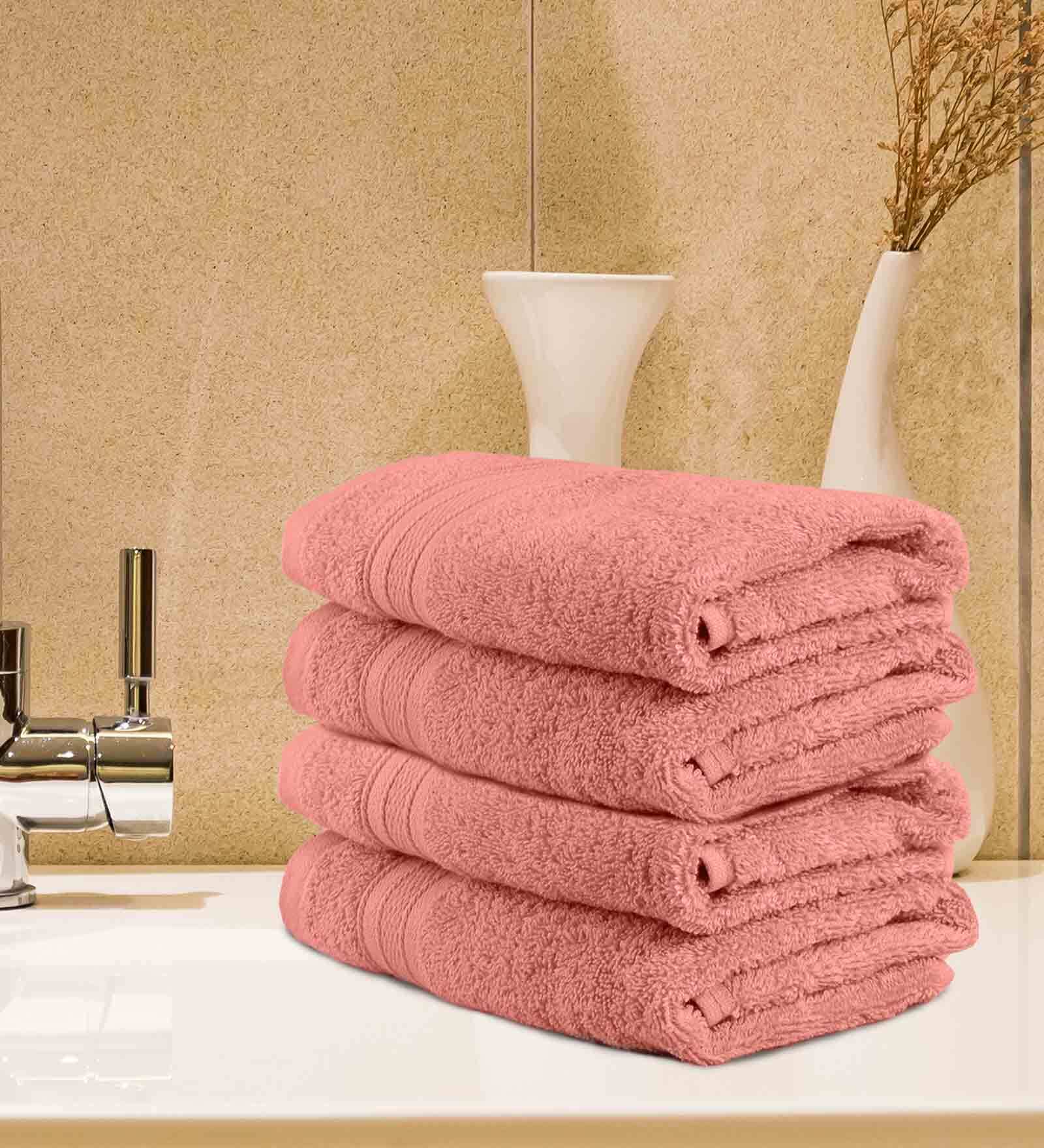 Coral Haze 500 GSM 100% Cotton Hand Towel (Set of 4)