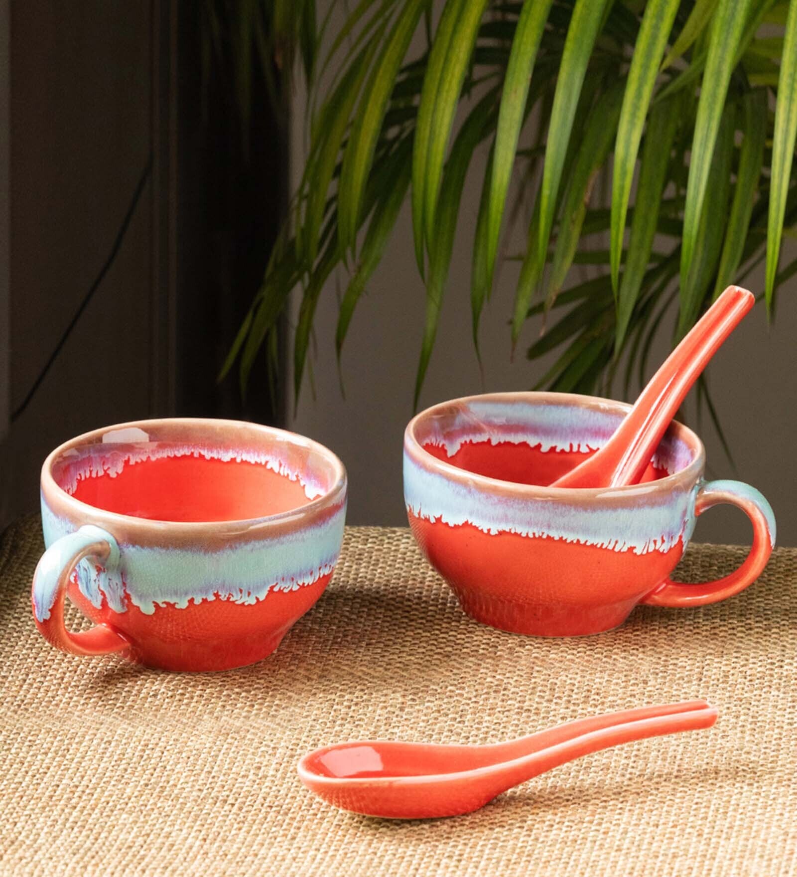 Coral Reef 300ml Multicolour Ceramic (Set of 4) Soup Bowls