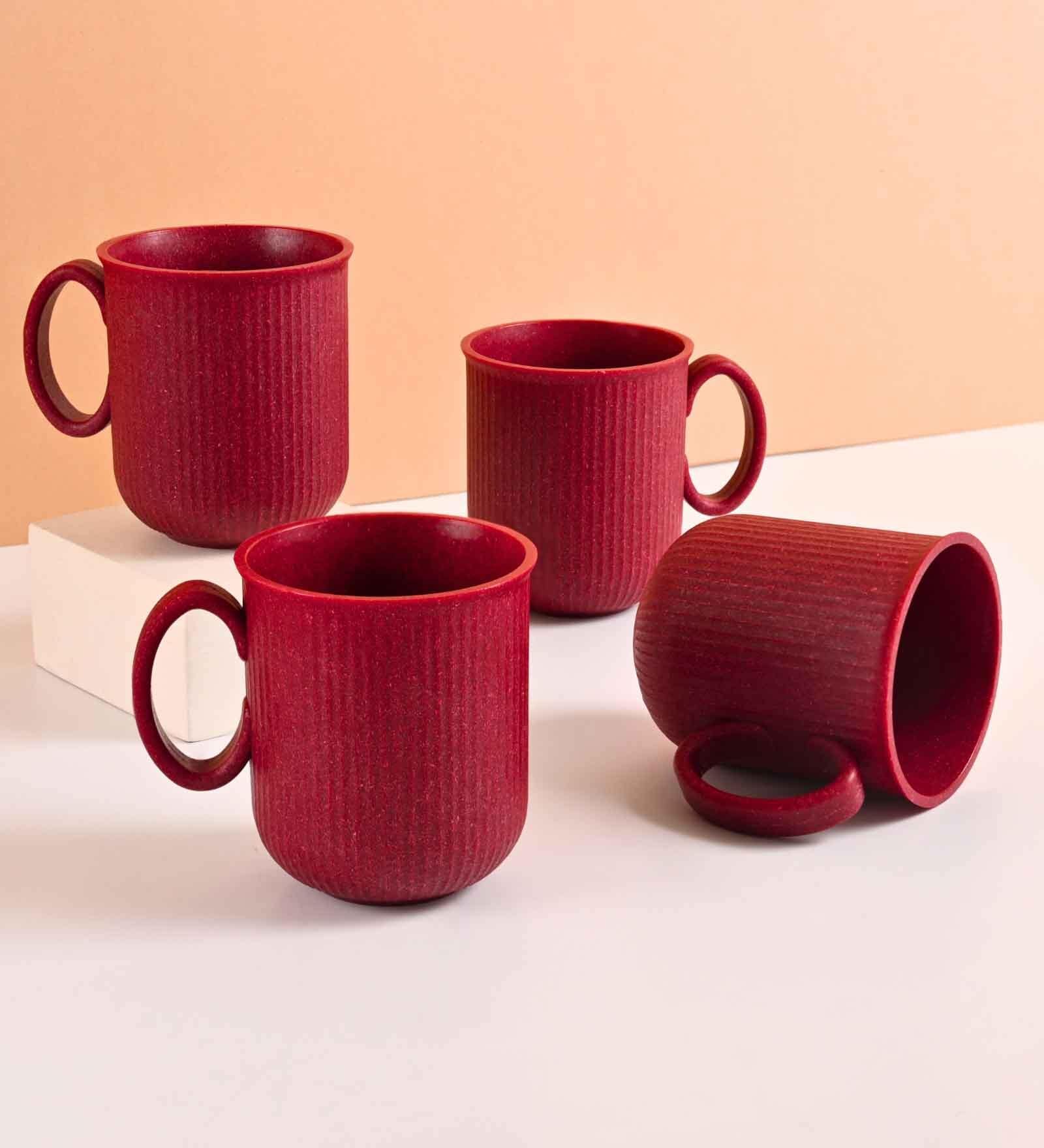 Coral Statement Coffee Mug 350 ml (4 Pc)Rice Husk Biocomposite