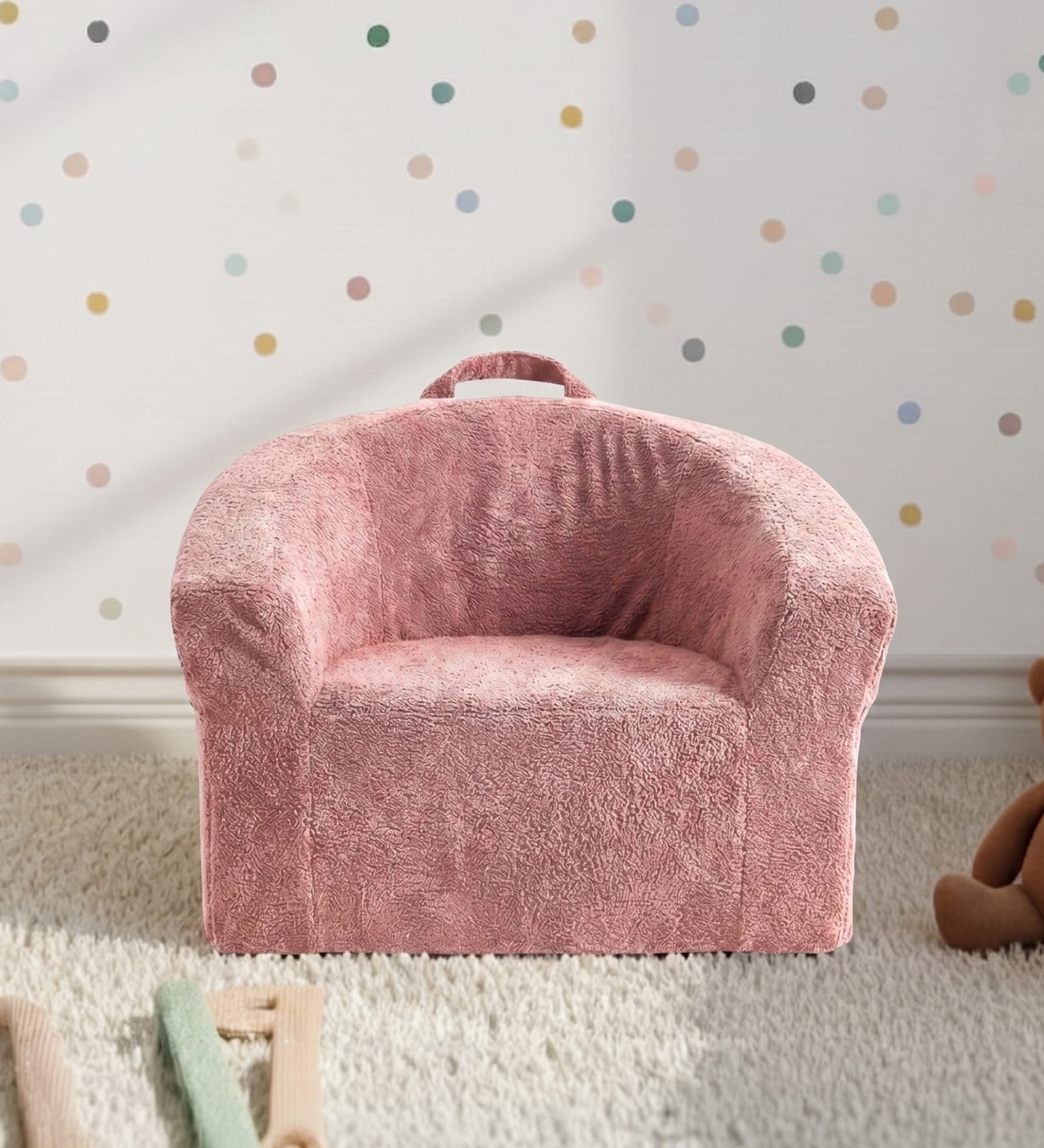 Coral Textured Organic Kids Lounge Chair In Peach Colour Coral Textured Organic Kids Lounge Chair In Peach Colour