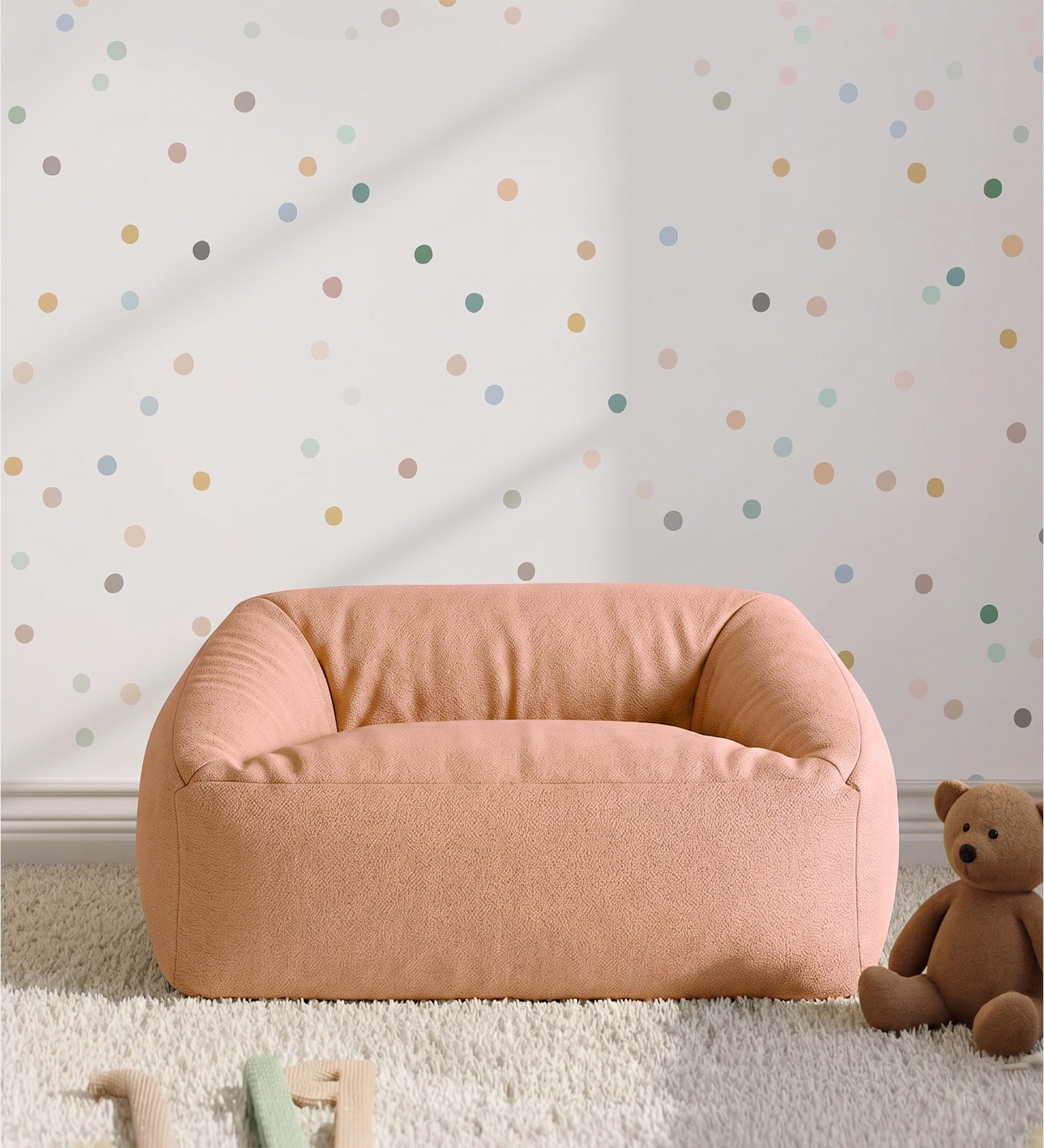 Corduroy Velvet Kids Sofa In Blush Pink Colour Corduroy Velvet Kids Sofa In Blush Pink Colour