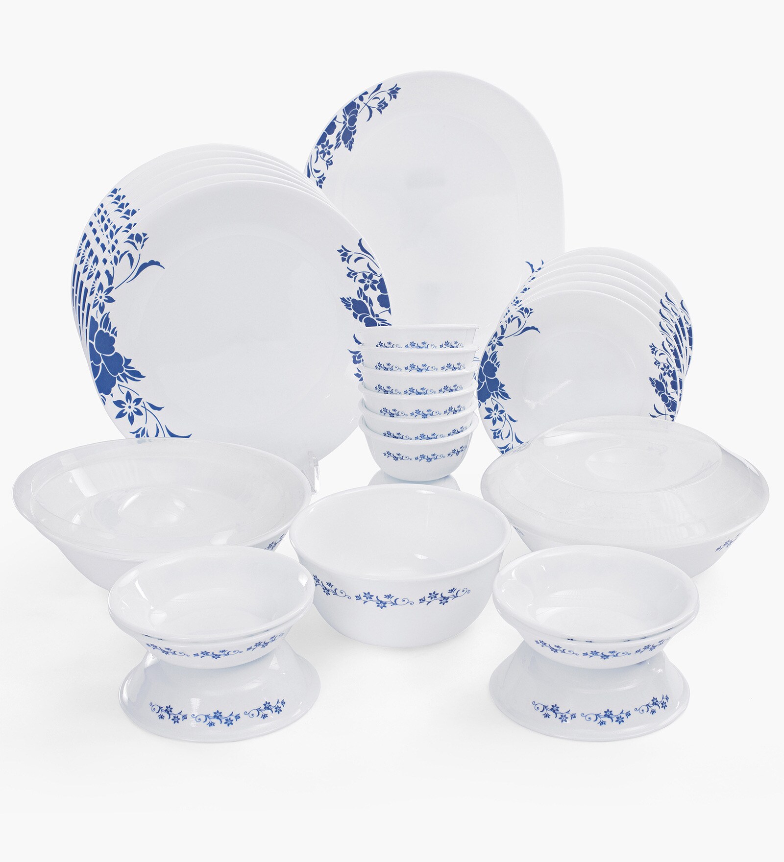 Buy India Impressions Royale White & Blue Glass 30Piece Dinner Set by