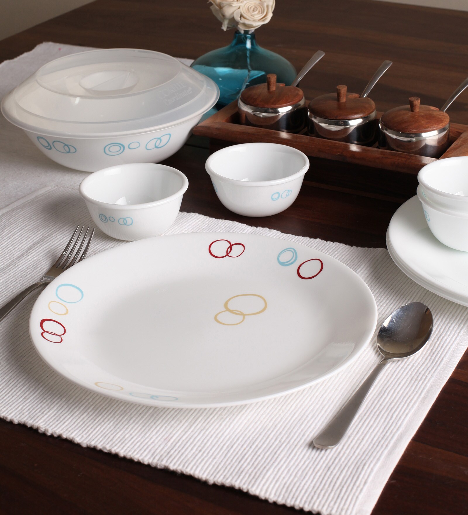 Buy Livingware Circle Vitrelle Glass Dinner Set Set of 9 by Corelle
