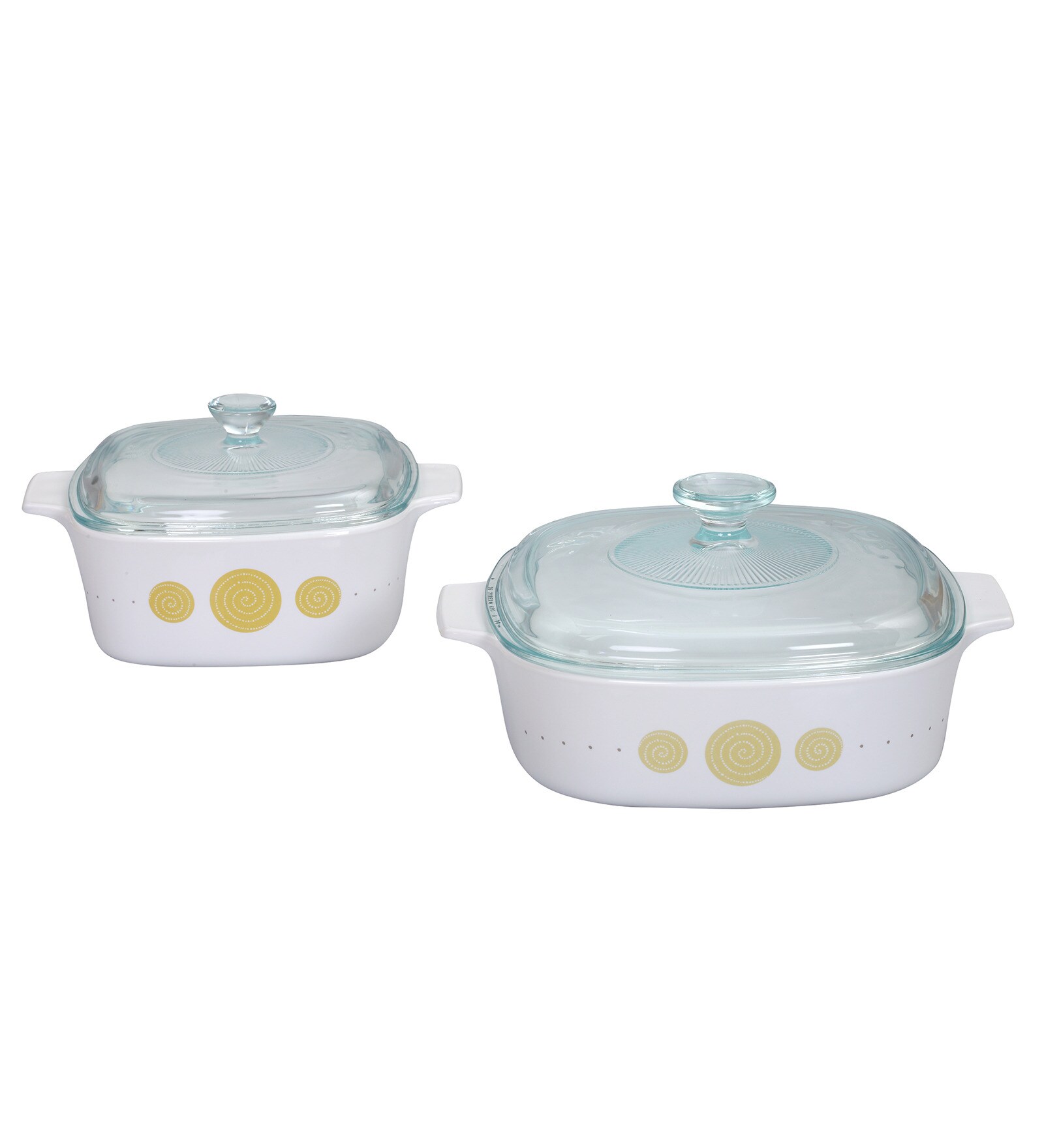 Buy Corningware India Collection Spiral White and Yellow Pyroceram and