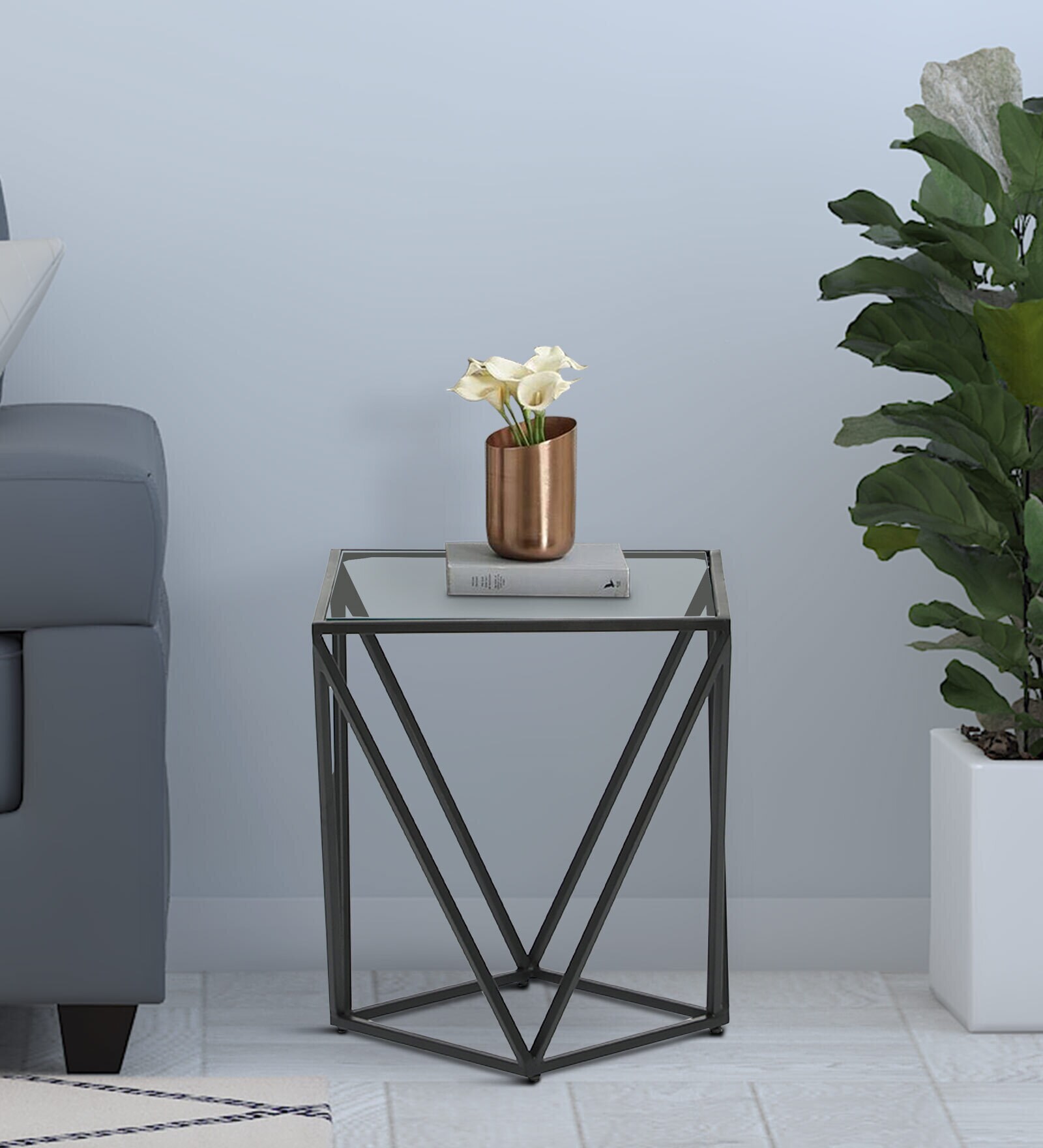 Cortez Metal End Table In Black Colour