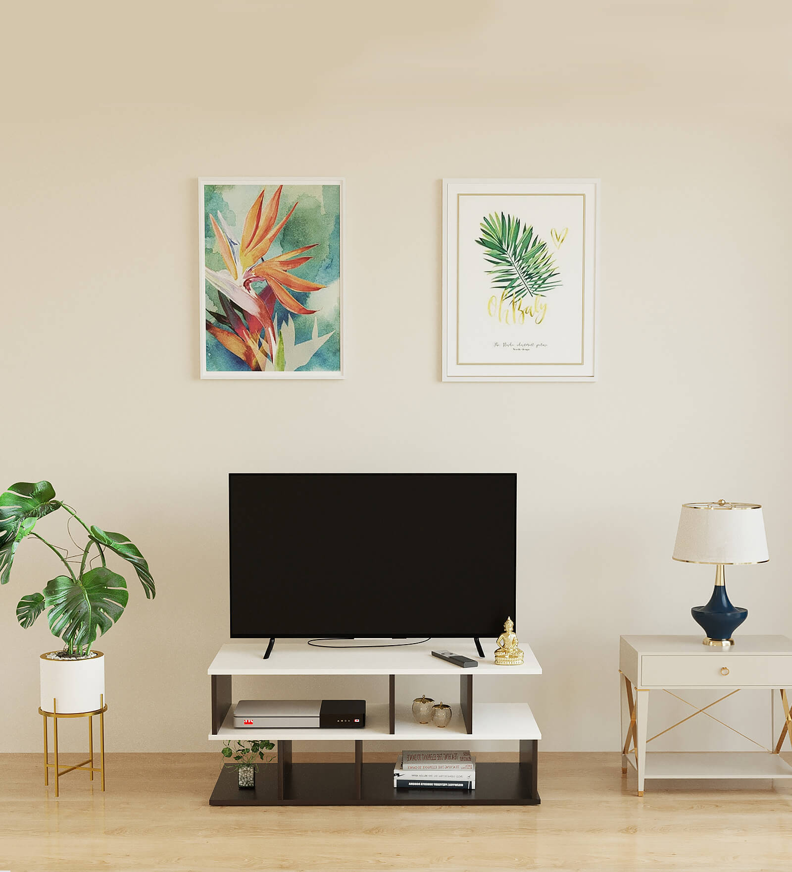 Cosco Tv Console In Wenge & Frosty White Finish