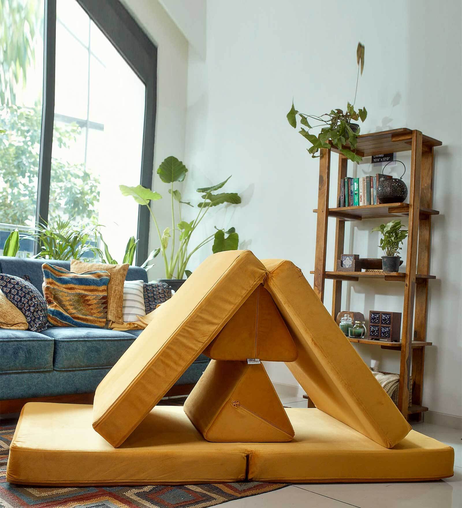 Cosmos Play Fabric Kids Sofa in Yellow Colour