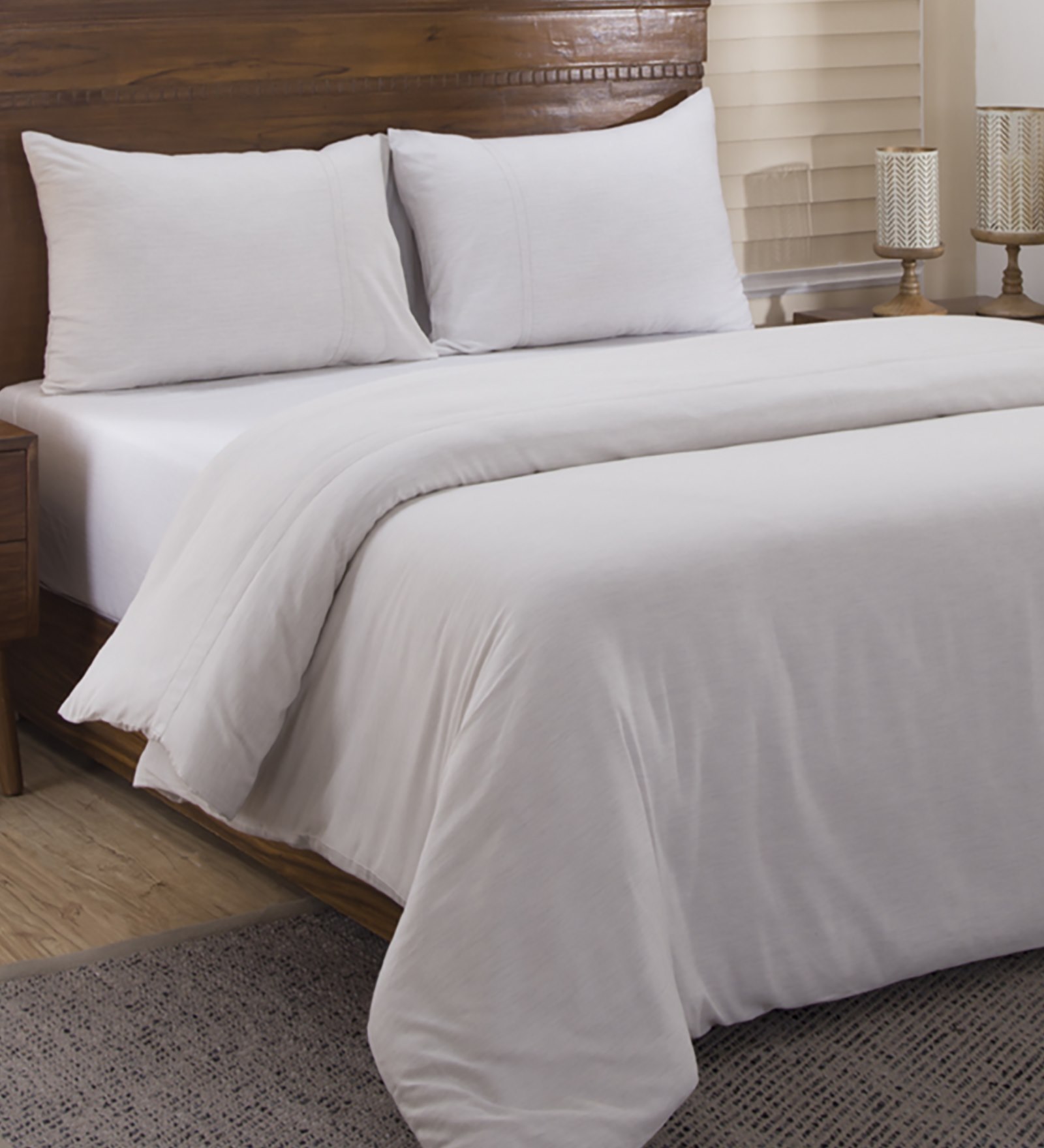 Buy White Solid Cotton Double Bed Duvet Cover With 2 Pillow Covers by