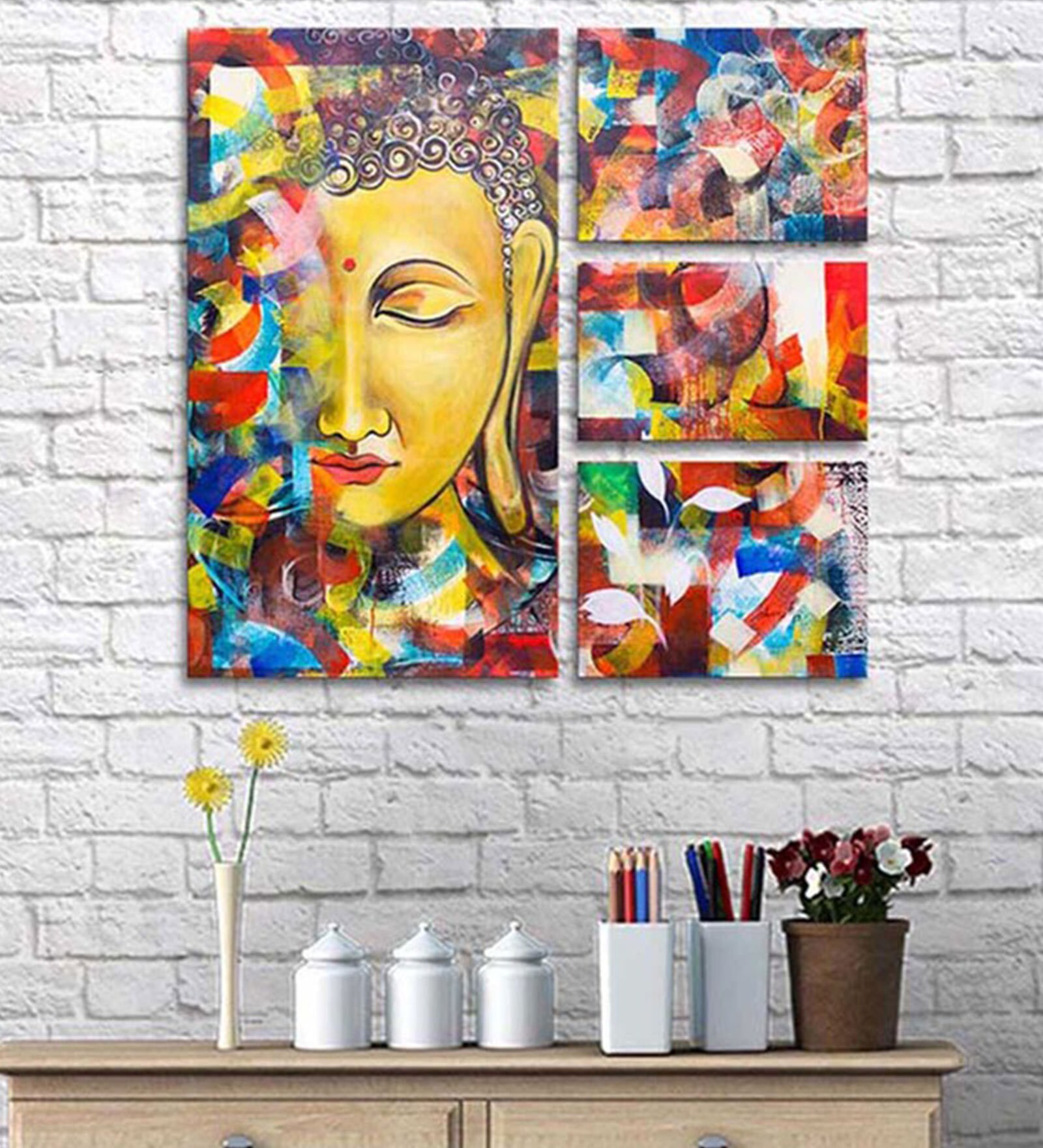 Buy Multicolour Cotton Canvas Framed Spiritual Art Panel Set of 4 at 29 OFF by Art Street
