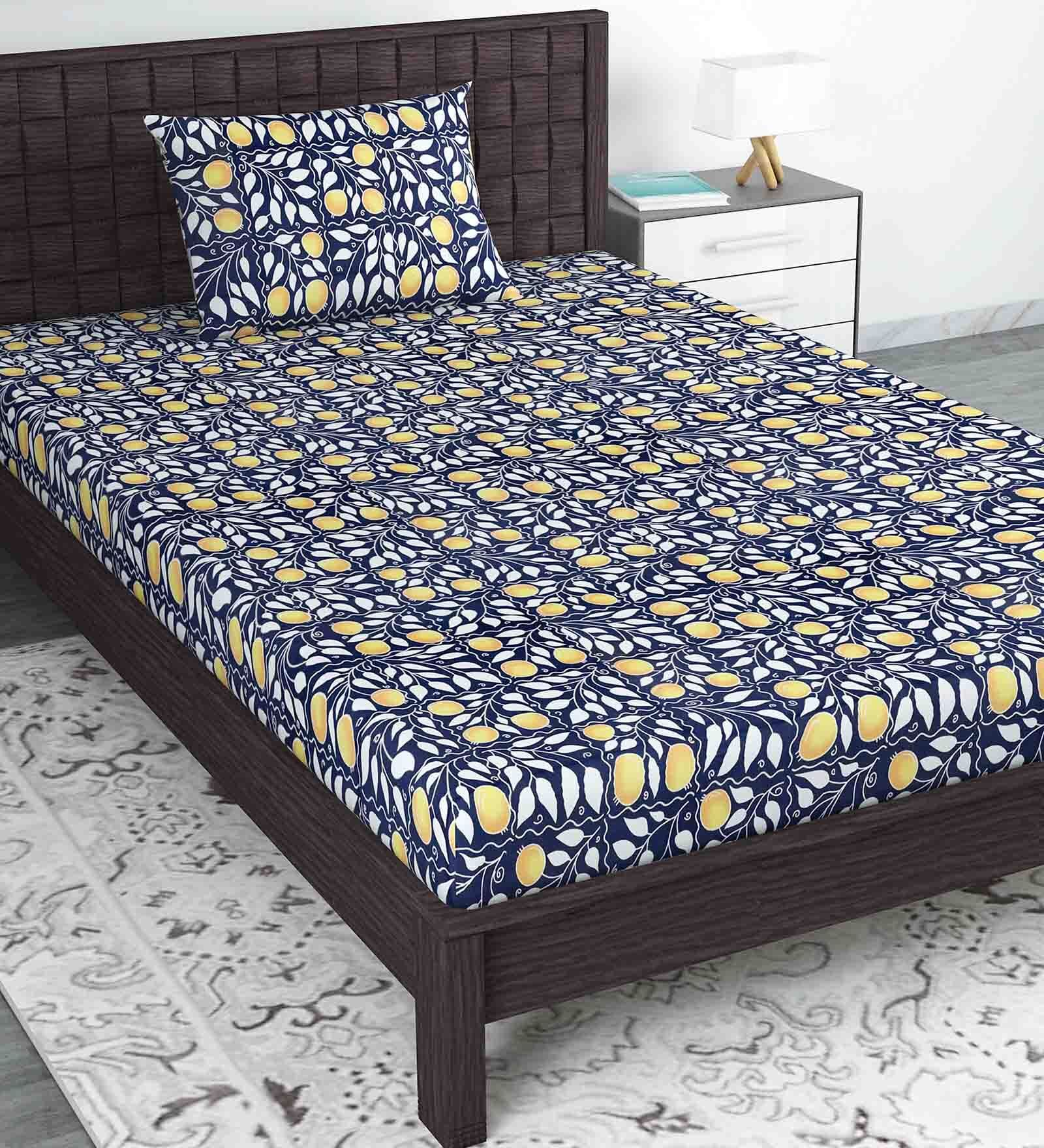 Multicolor Floral 144 TC Cotton Blend Single Bed Sized Bed Sheets With 1 Pillow Cover Multicolor Floral 144 TC Cotton Blend Single Bed Sized Bed Sheets With 1 Pillow Cover