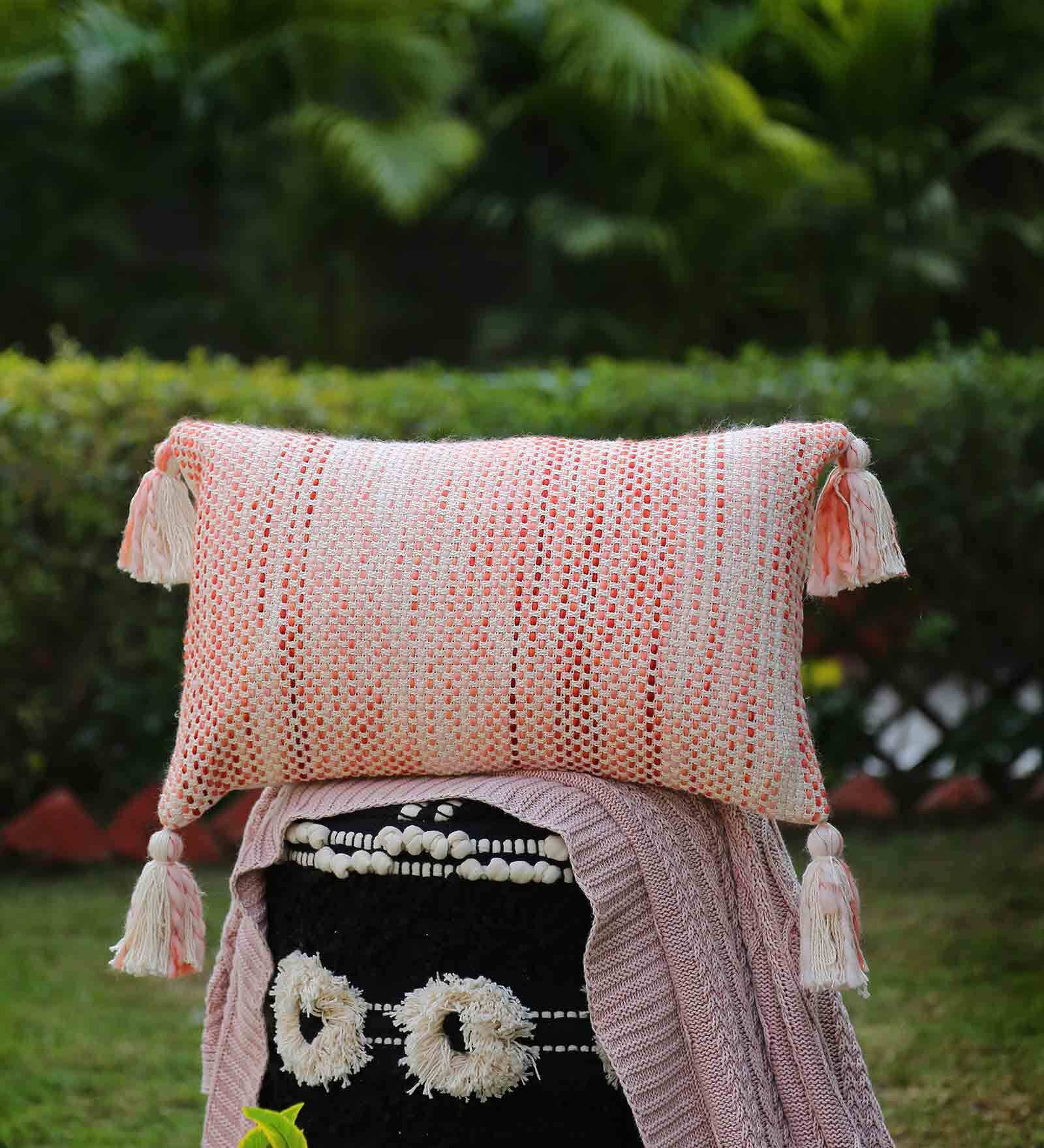 Cream Woven Cotton 19 x 12 Inches Cushion Cover