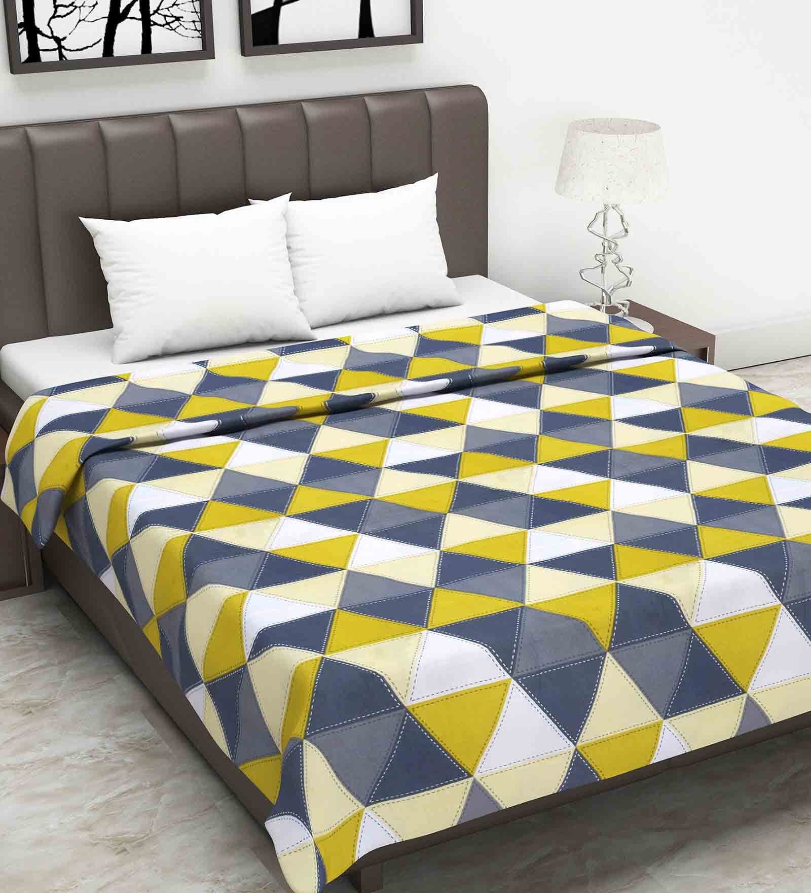Yellow Geometric 120 GSM Double Bed Dohar