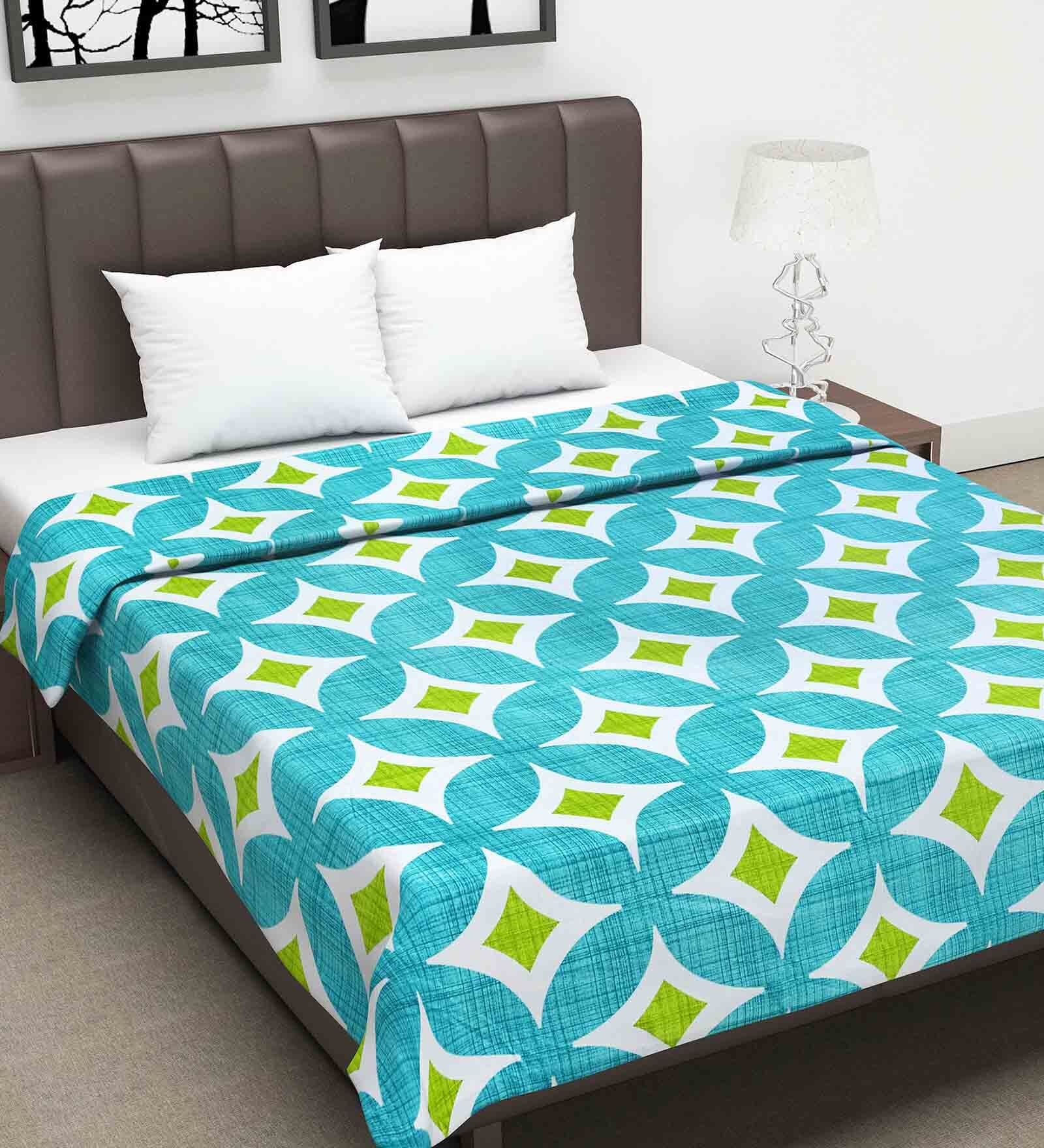 Blue Geometric 120 GSM Double Bed Dohar Blue Geometric 120 GSM Double Bed Dohar